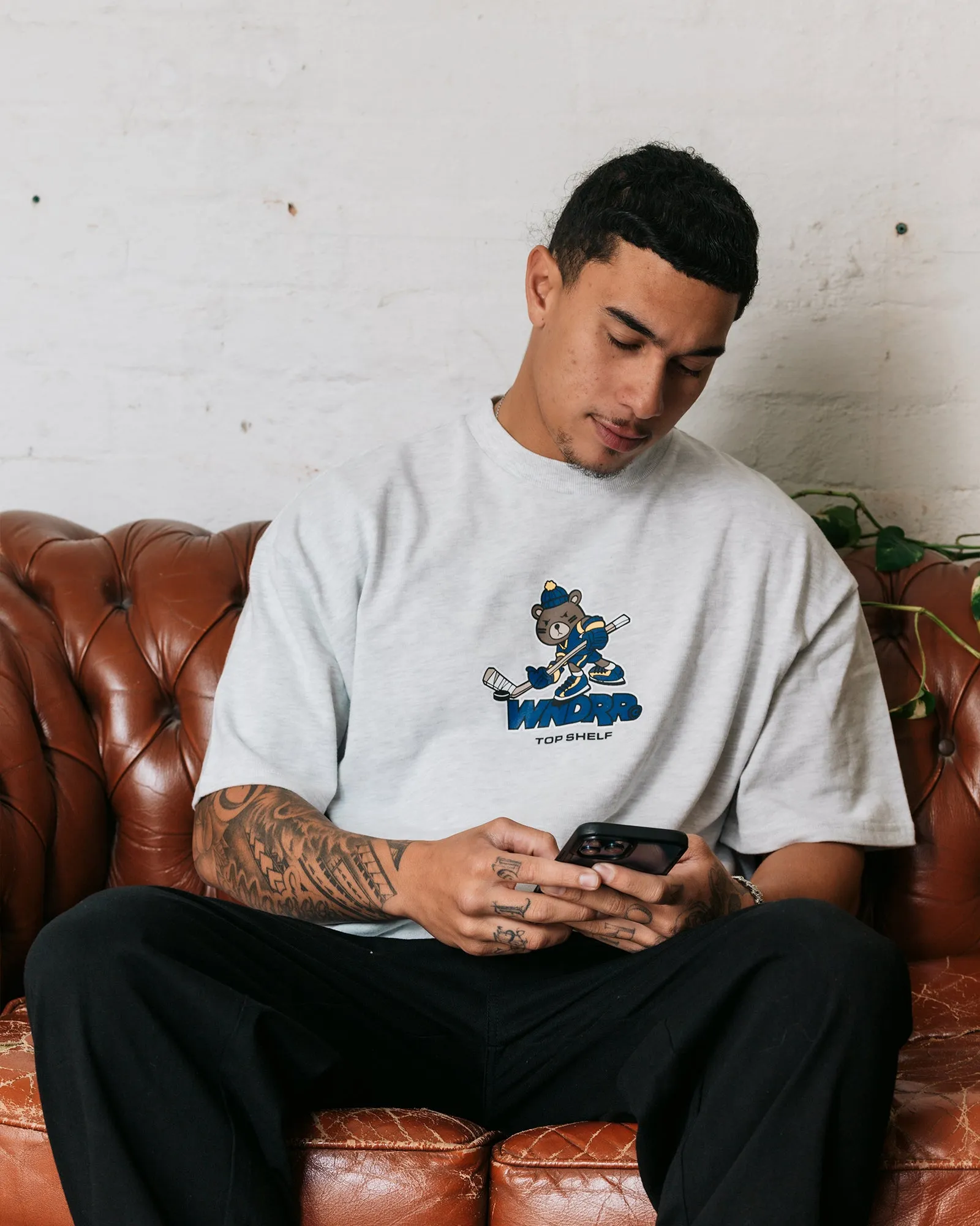 TOP SHELF HEAVY WEIGHT TEE - WHITE MARLE sold by WNDRR product image thumbnail 2