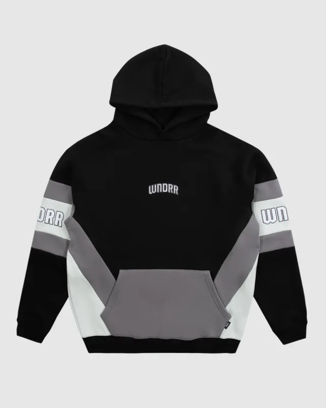 LATCH PANEL HOOD SWEAT - BLACK/GREY sold by WNDRR