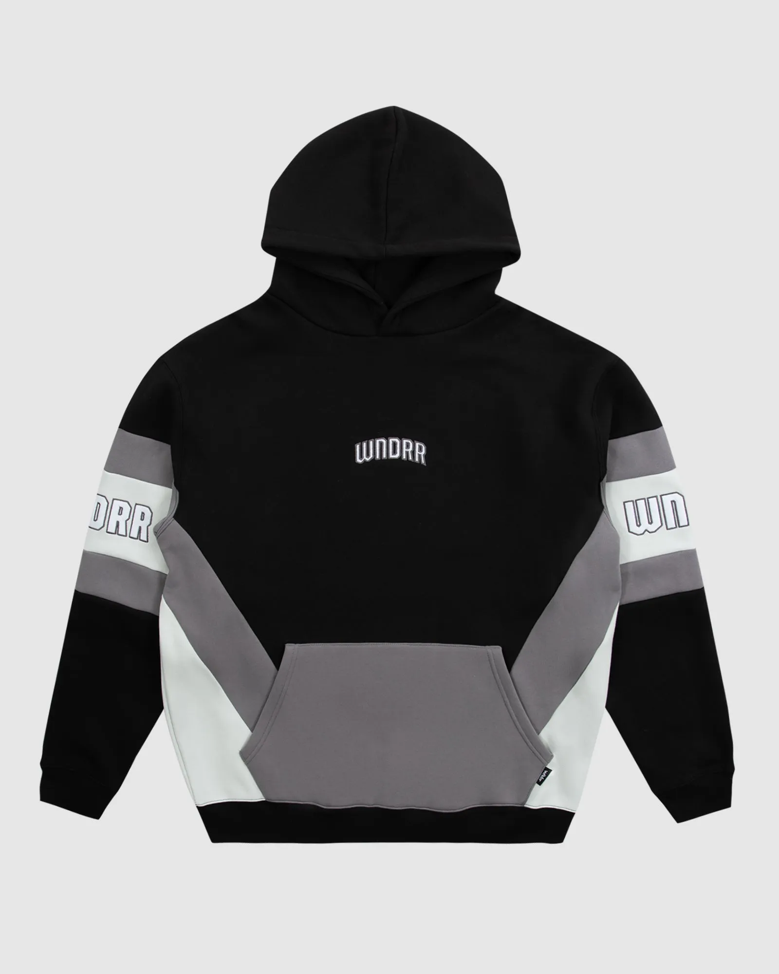 LATCH PANEL HOOD SWEAT - BLACK/GREY sold by WNDRR