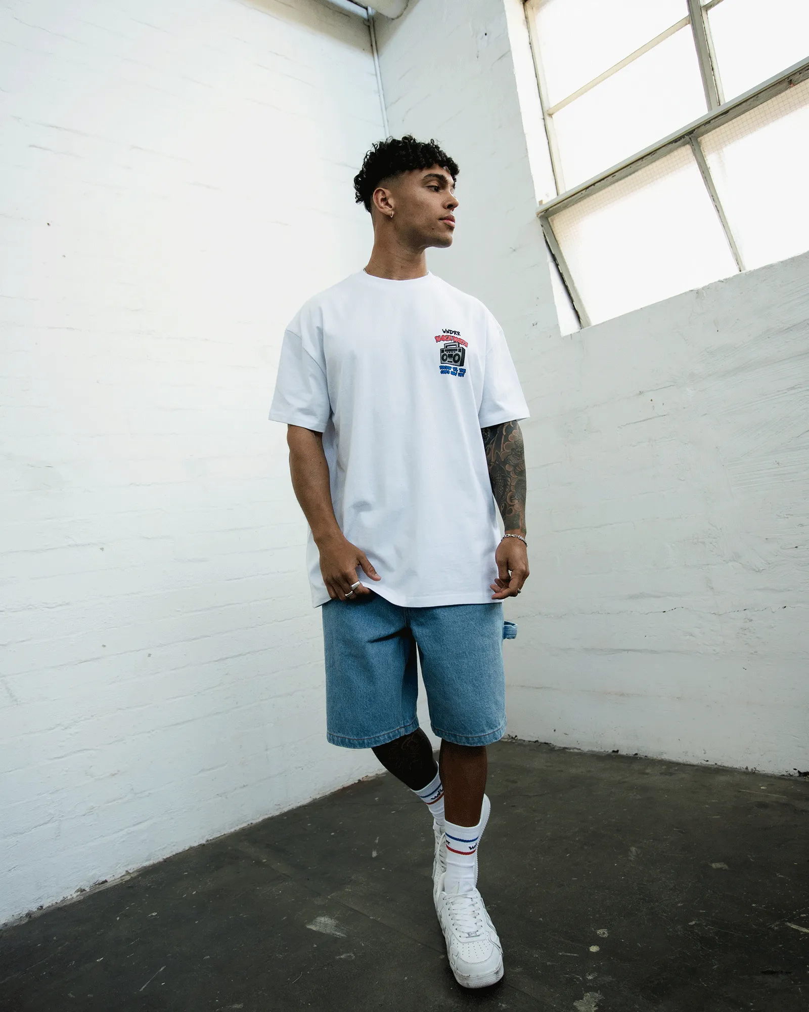 BLOCK PARTY BOX FIT TEE - WHITE sold by WNDRR product image thumbnail 4
