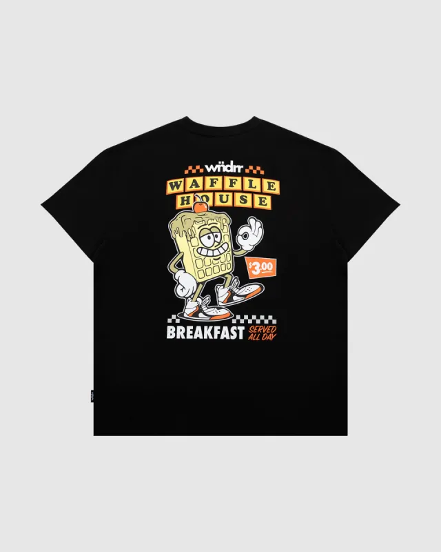 WAFFLE HOUSE BOX FIT TEE - BLACK sold by WNDRR