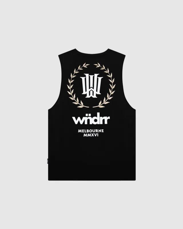 EMPEROR MUSCLE TOP - BLACK sold by WNDRR