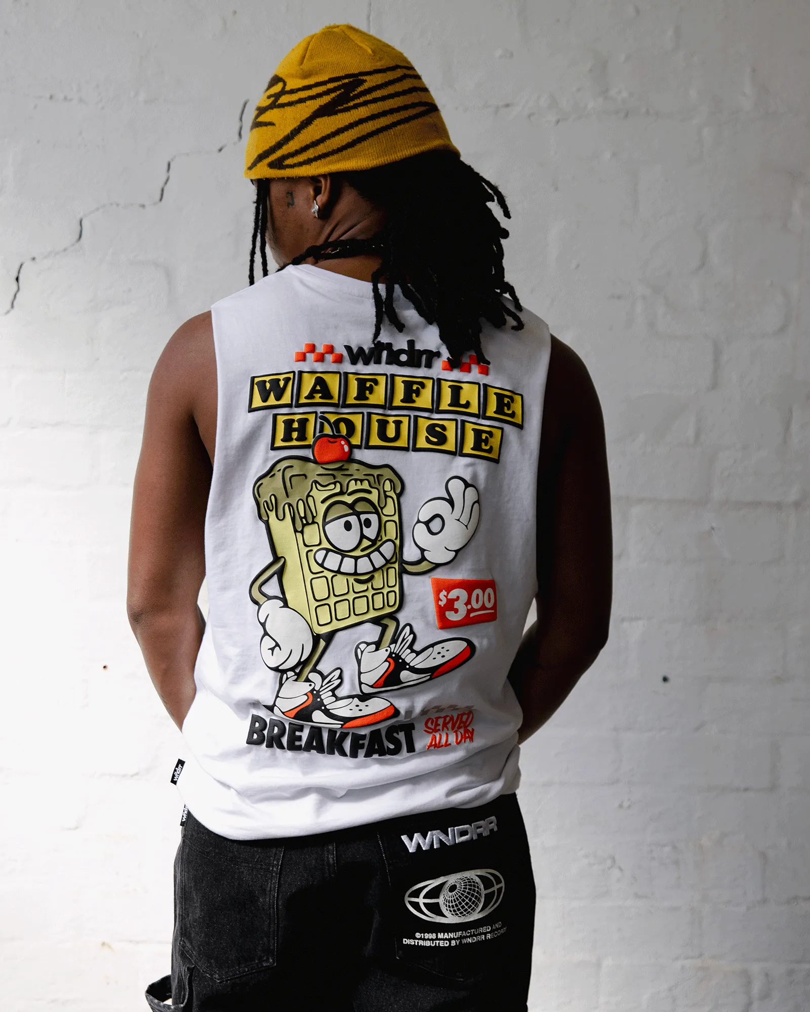 WAFFLE HOUSE MUSCLE TOP - WHITE sold by WNDRR product image thumbnail 2