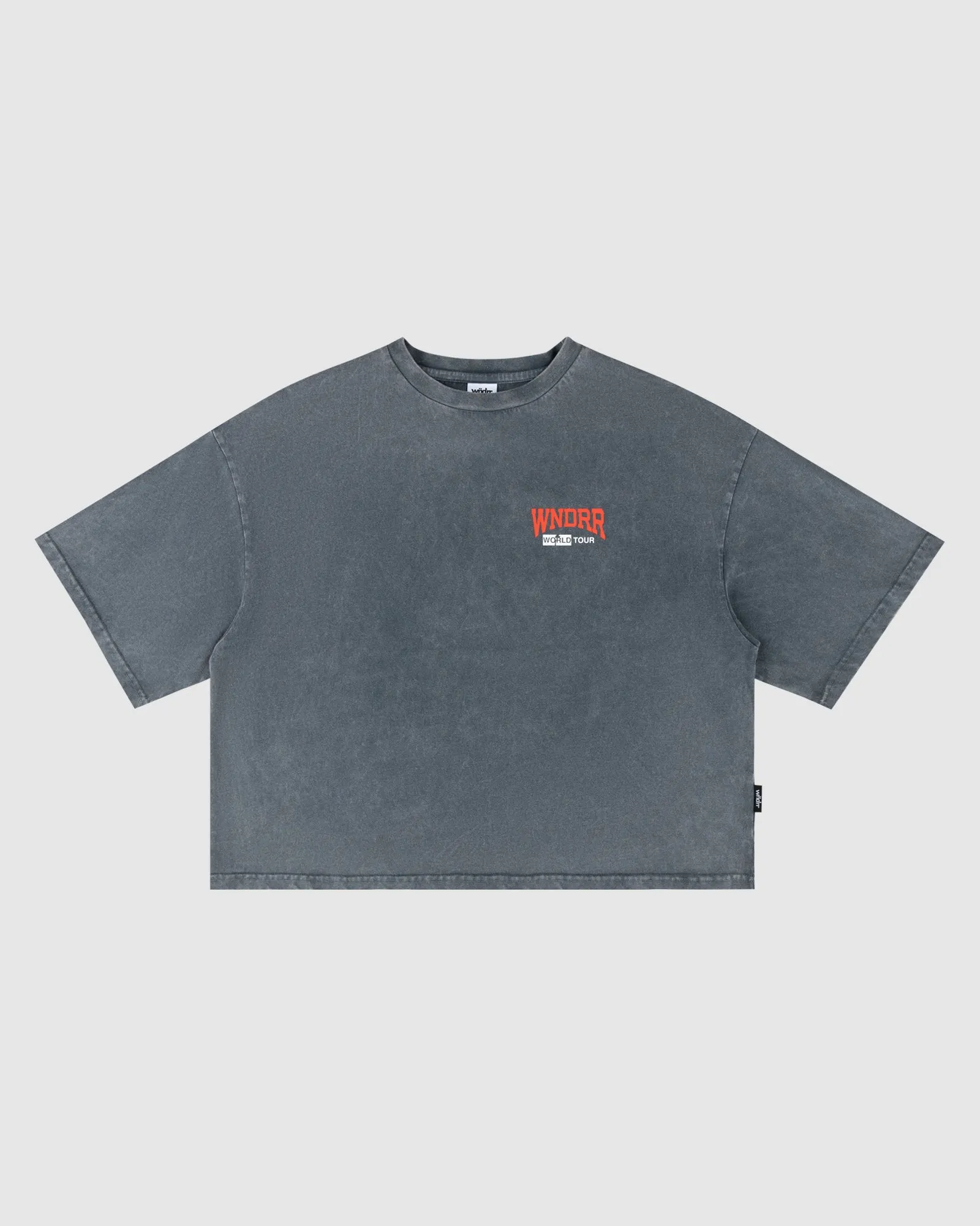 WOMENS WORLD TOUR CROPPED FIT TEE - WASHED GREY sold by WNDRR product image thumbnail 3