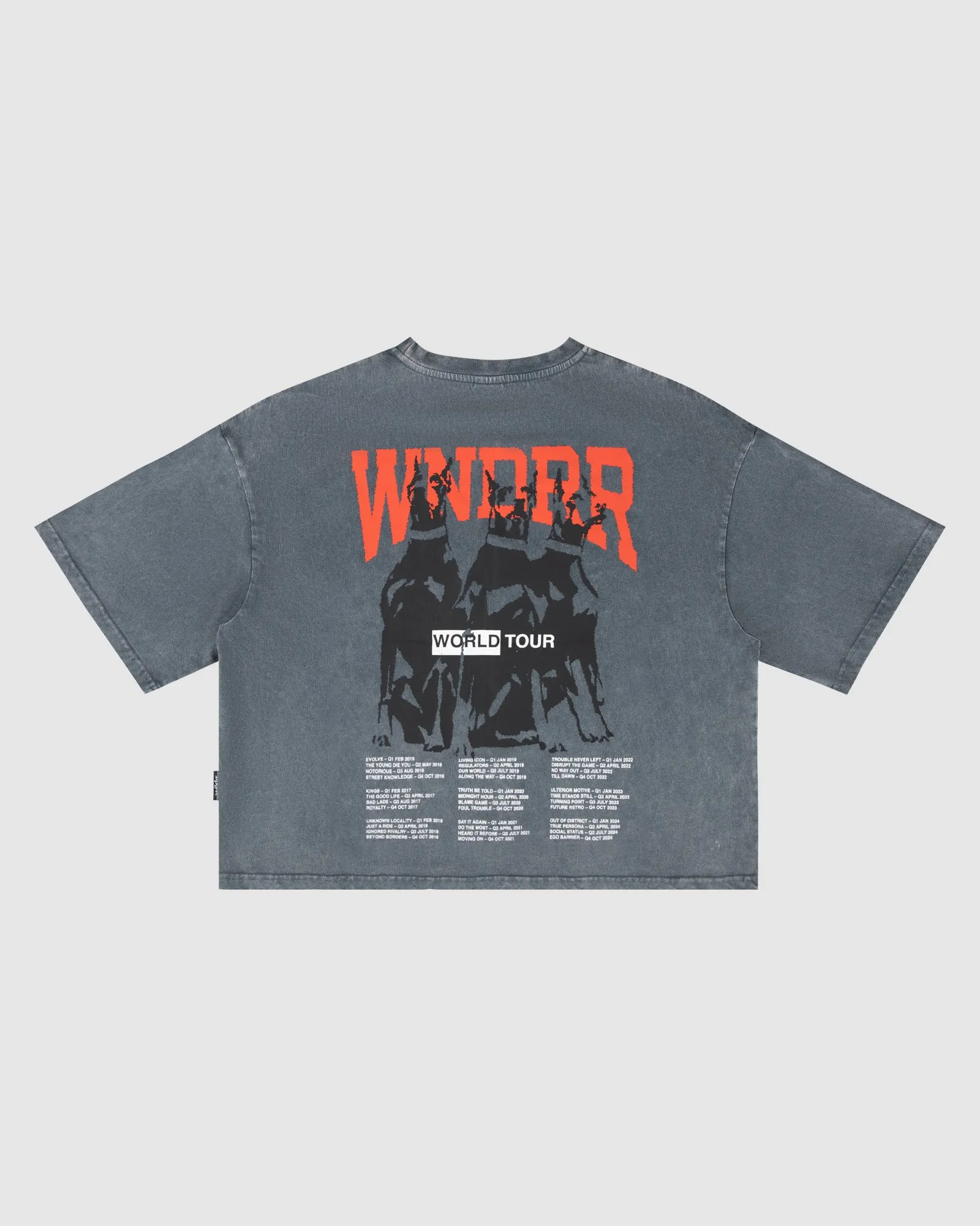WOMENS WORLD TOUR CROPPED FIT TEE - WASHED GREY sold by WNDRR