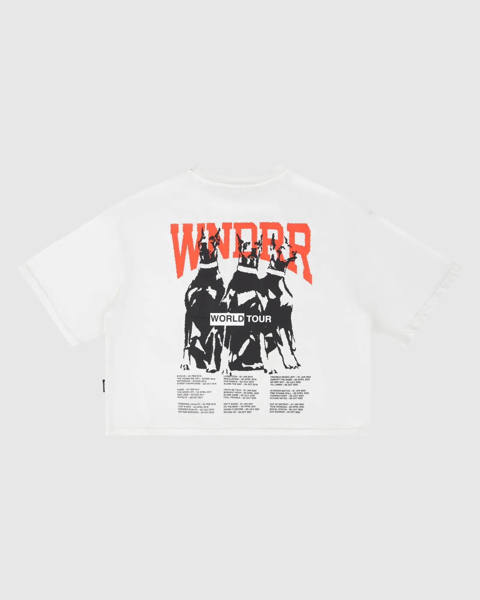 WOMENS WORLD TOUR CROPPED FIT TEE - WASHED WHITE sold by WNDRR