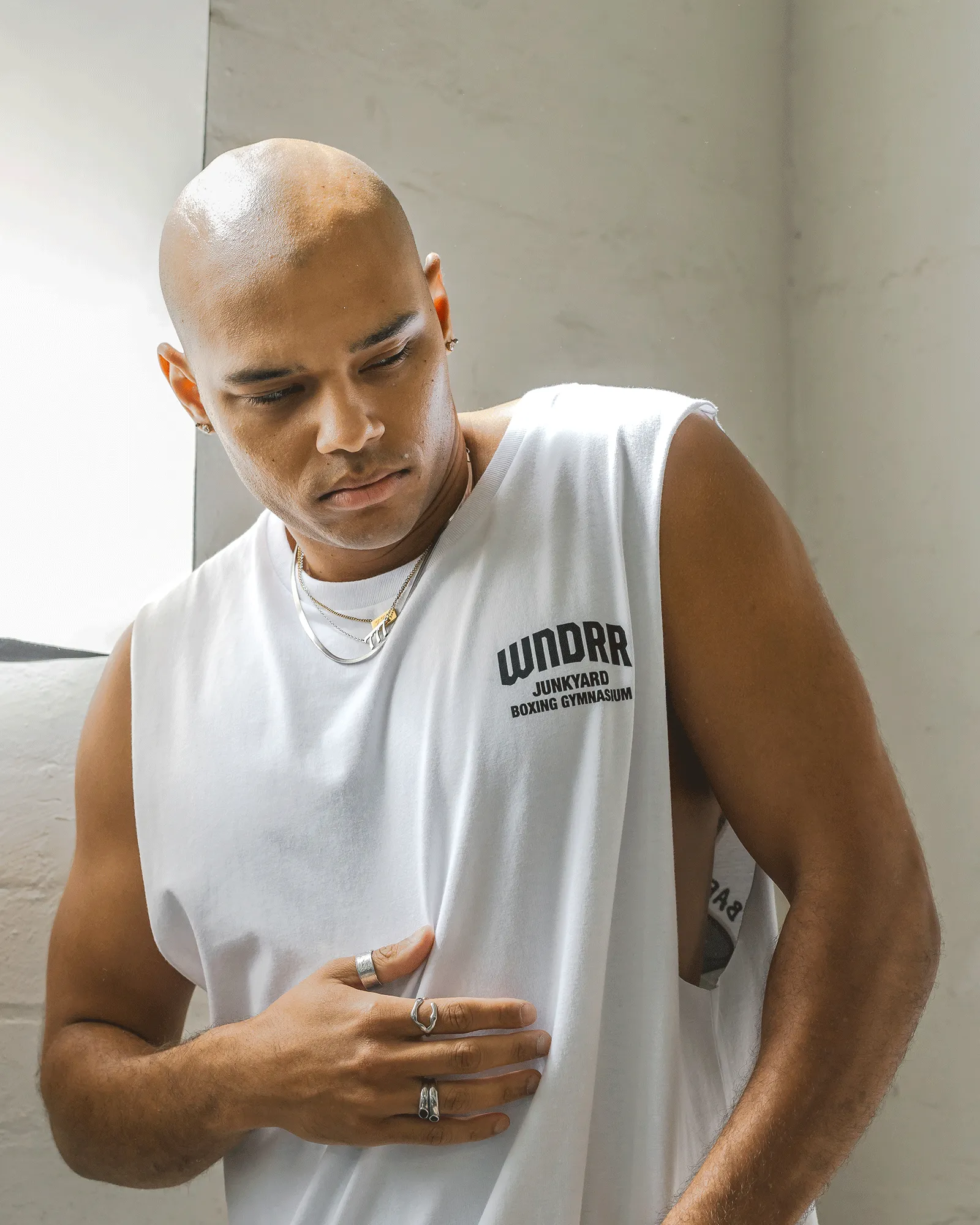 JUNKYARD MUSCLE TOP - WHITE sold by WNDRR product image thumbnail 4