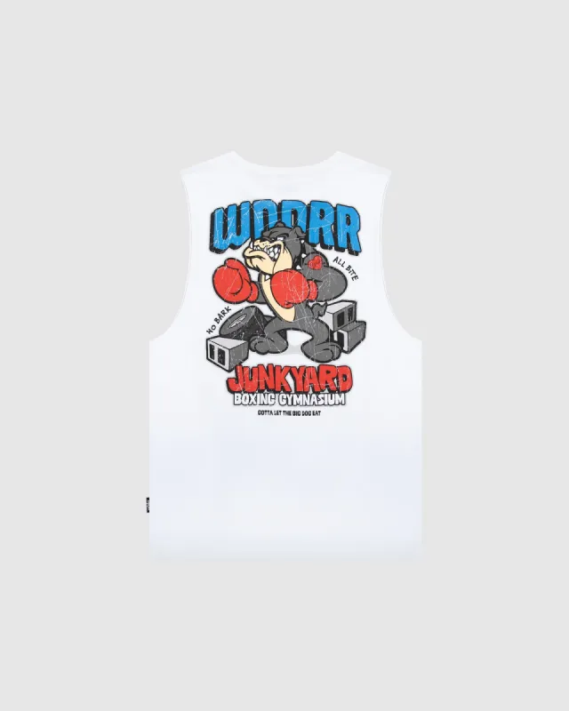 JUNKYARD MUSCLE TOP - WHITE made by WNDRR