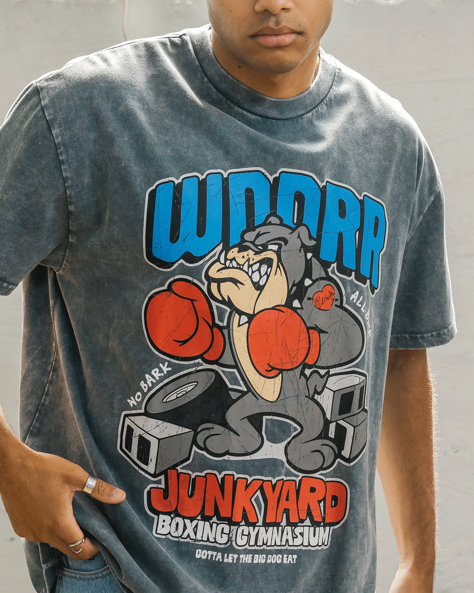 JUNKYARD BOX FIT TEE - WASHED GREY sold by WNDRR product image thumbnail 4