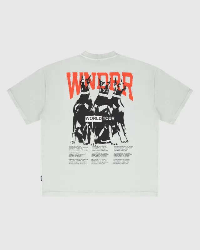 WORLD TOUR HEAVY WEIGHT TEE - WASHED WHITE sold by WNDRR