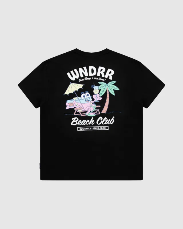 BEACH CLUB BOX FIT TEE - BLACK sold by WNDRR