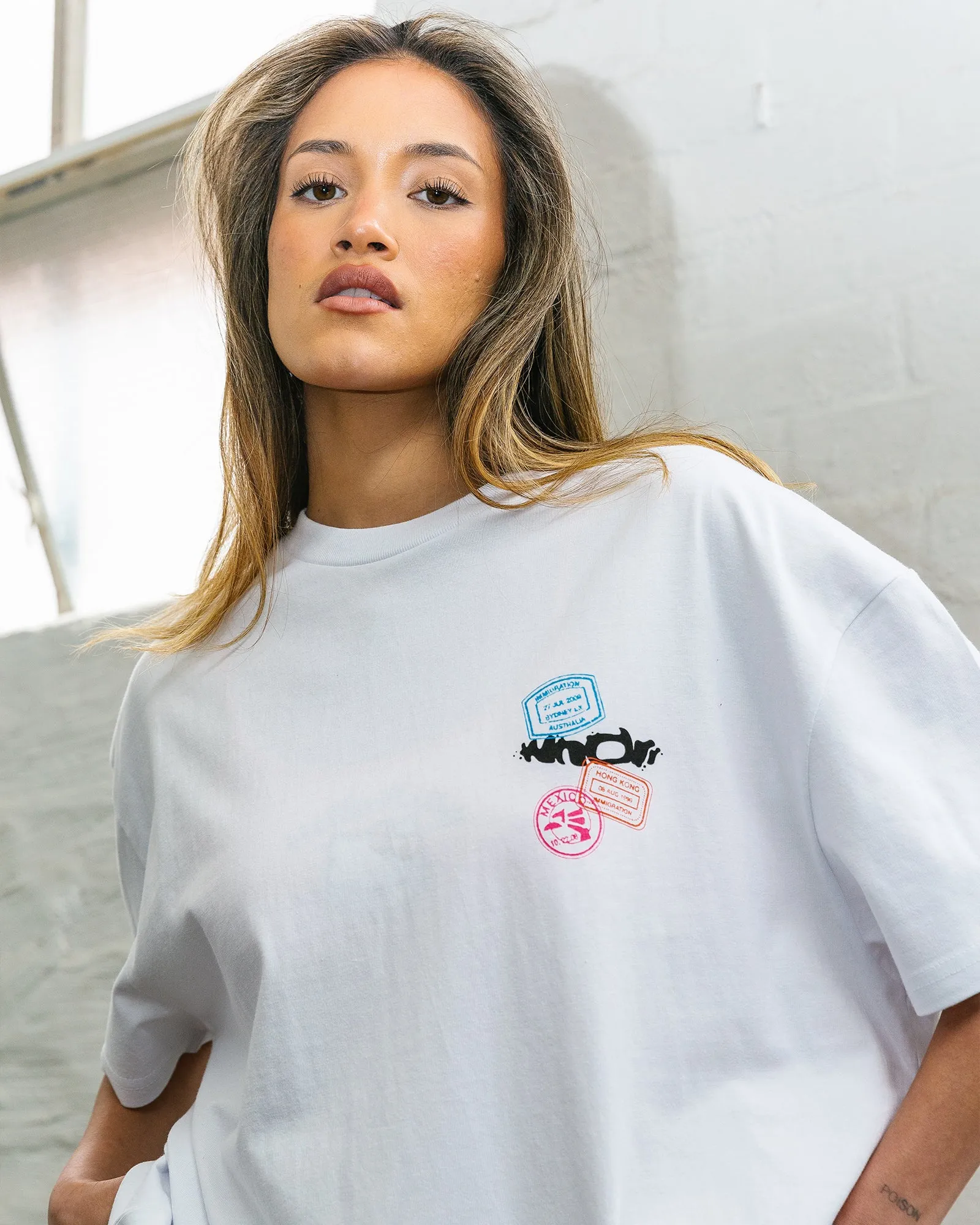 STAMP BOX FIT TEE - WHITE sold by WNDRR product image thumbnail 4