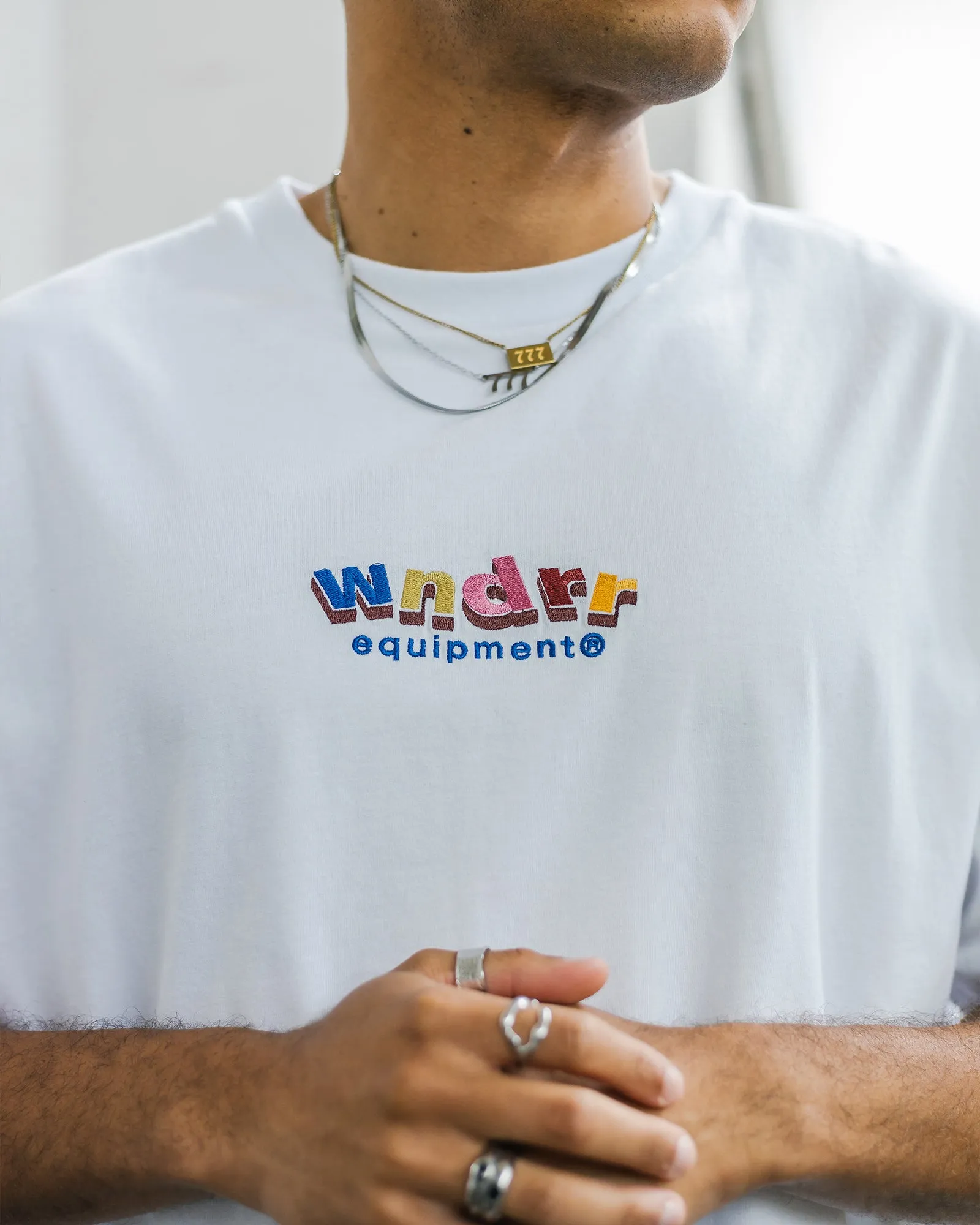 BLOCKED BOX FIT TEE - WHITE sold by WNDRR product image thumbnail 4