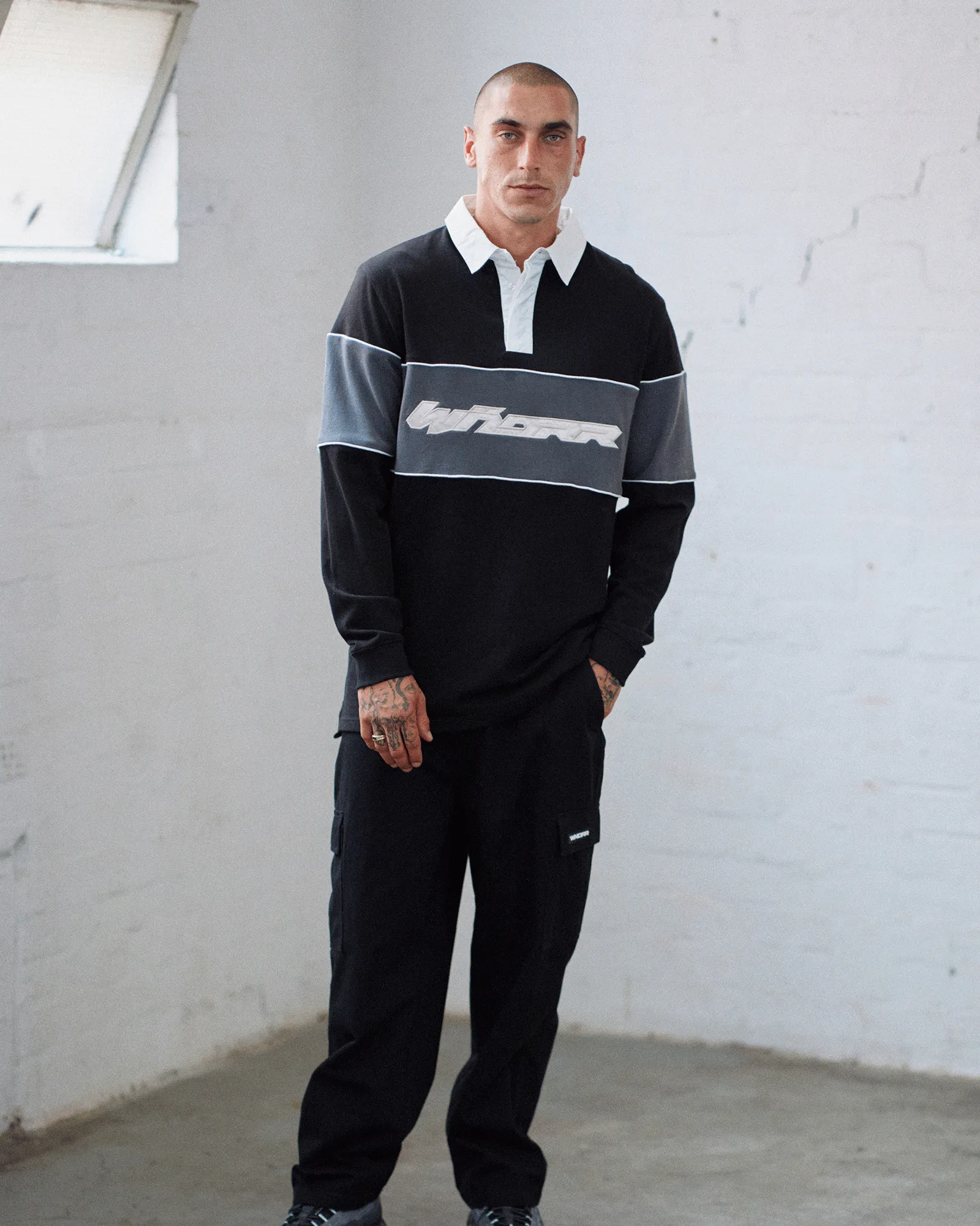 ROTHMAN PANEL RUGBY TOP - BLACK/GREY sold by WNDRR product image thumbnail 4