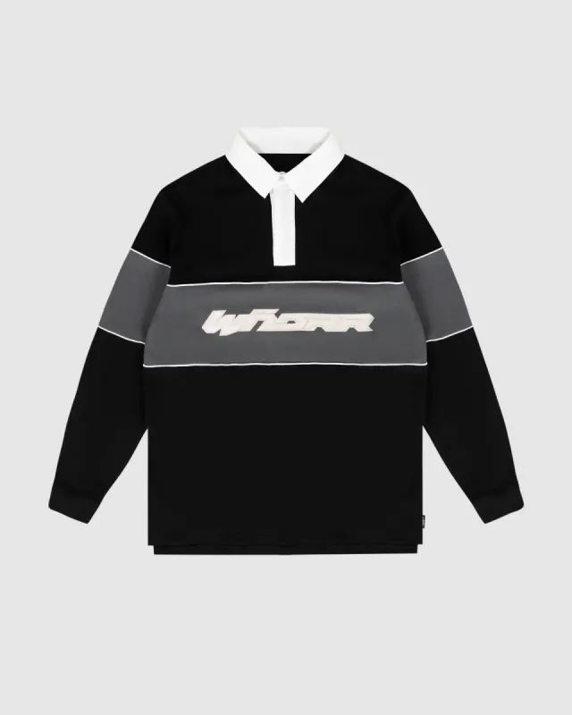 ROTHMAN PANEL RUGBY TOP - BLACK/GREY sold by WNDRR