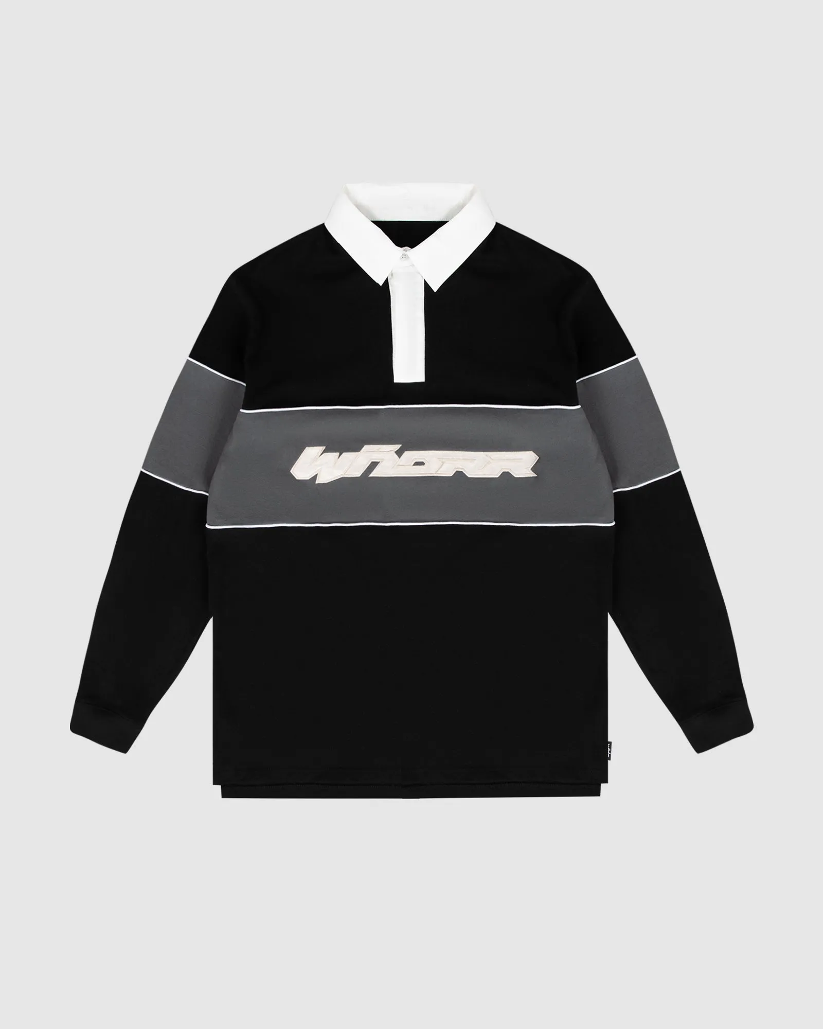 ROTHMAN PANEL RUGBY TOP - BLACK/GREY sold by WNDRR