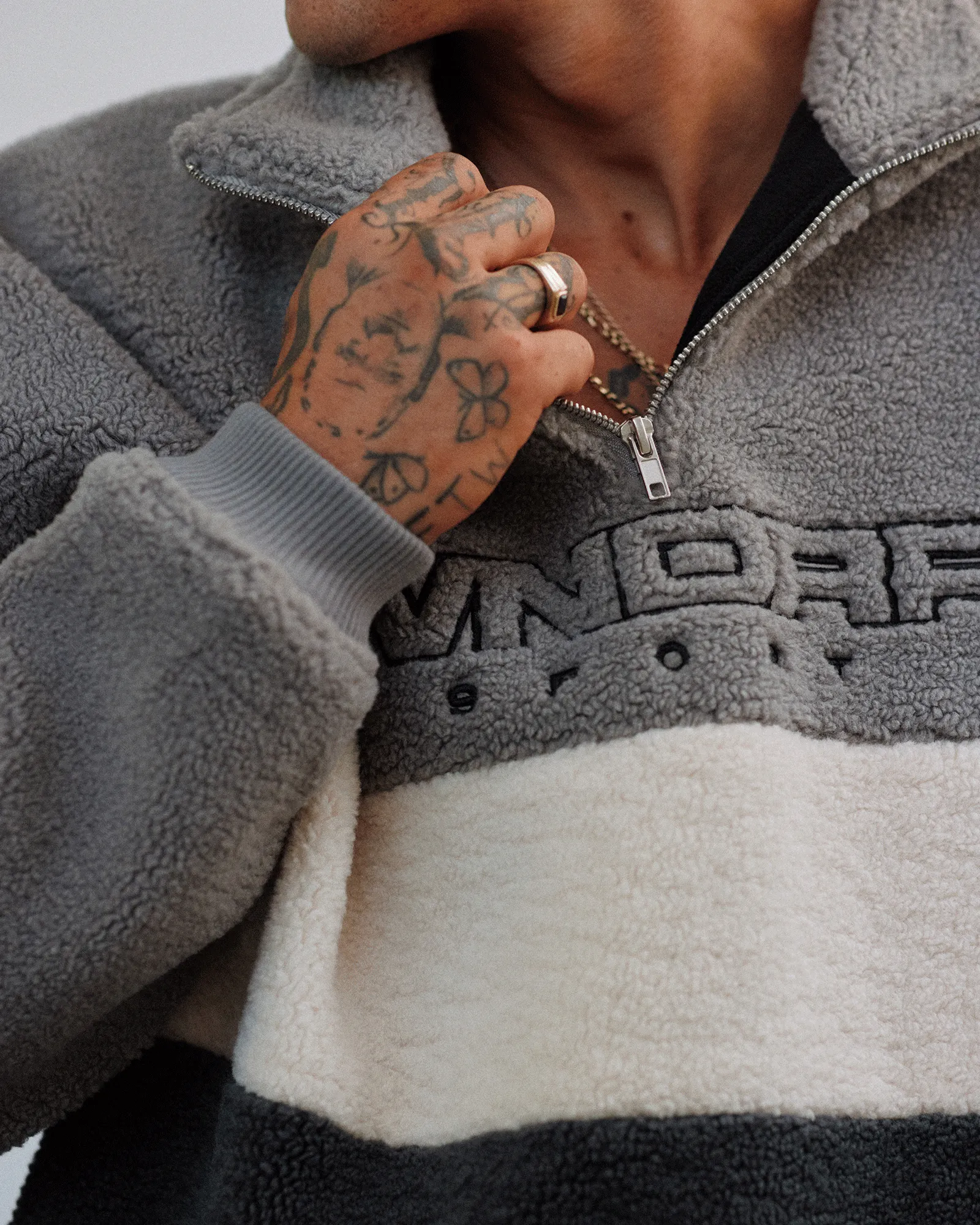 STARTER 1/4 ZIP POLAR FLEECE SWEAT - GREY/BLACK sold by WNDRR product image thumbnail 4