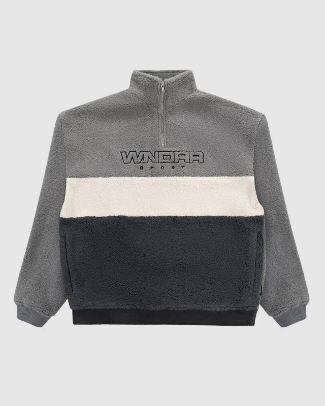 STARTER 1/4 ZIP POLAR FLEECE SWEAT - GREY/BLACK sold by WNDRR
