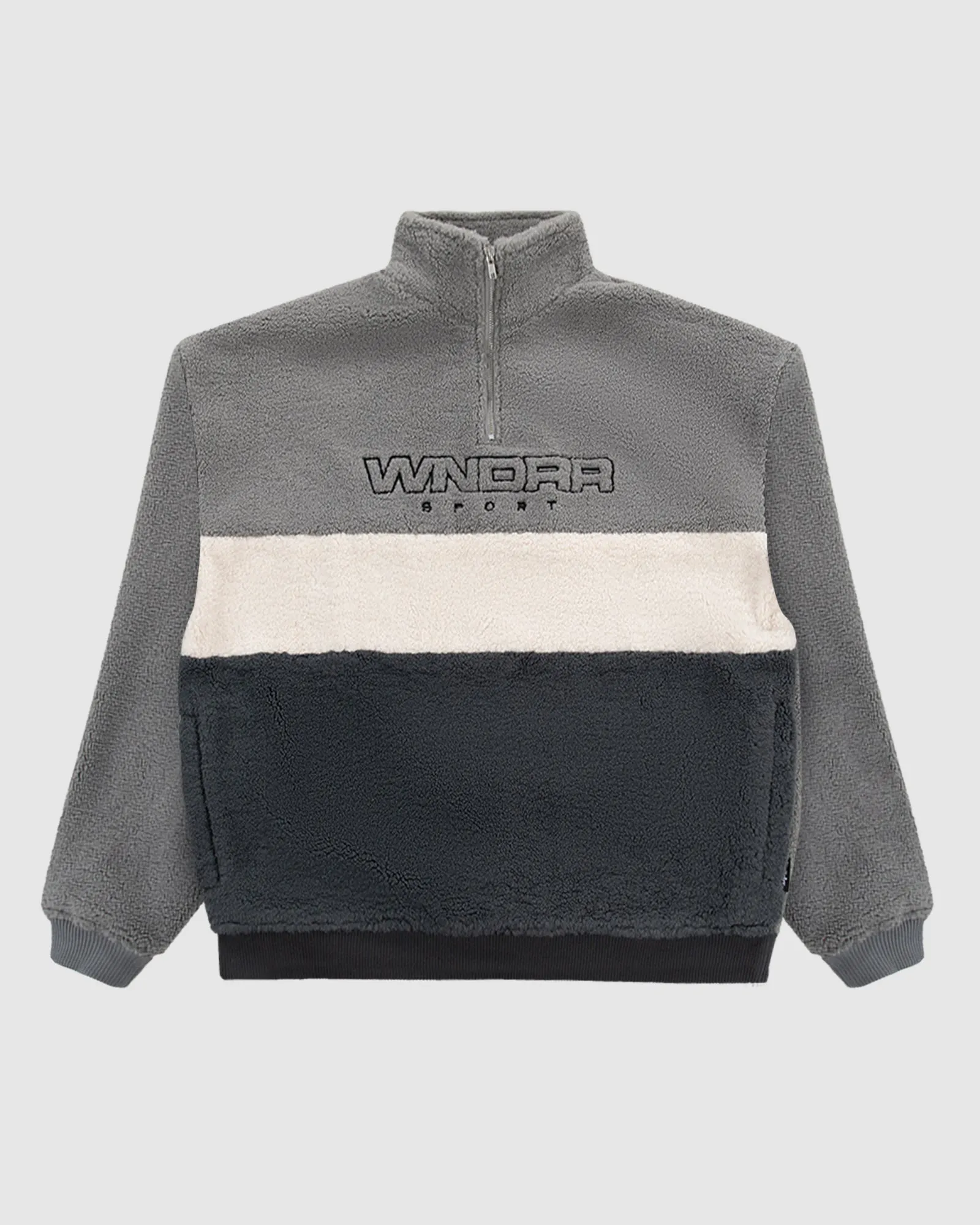 STARTER 1/4 ZIP POLAR FLEECE SWEAT - GREY/BLACK sold by WNDRR