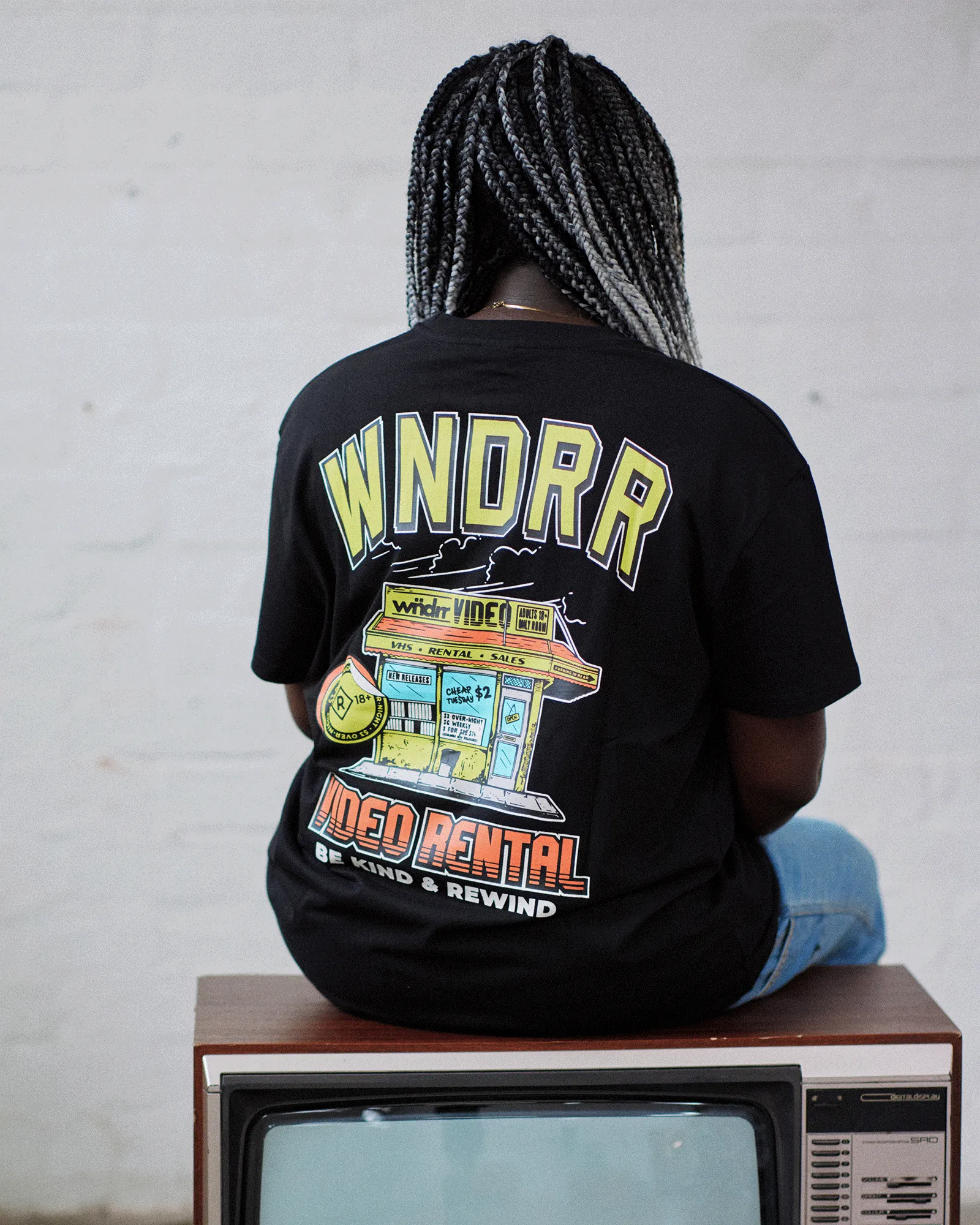 VIDEO RENTAL BOX FIT TEE - BLACK sold by WNDRR product image thumbnail 2