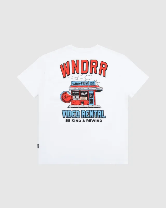VIDEO RENTAL BOX FIT TEE - WHITE sold by WNDRR