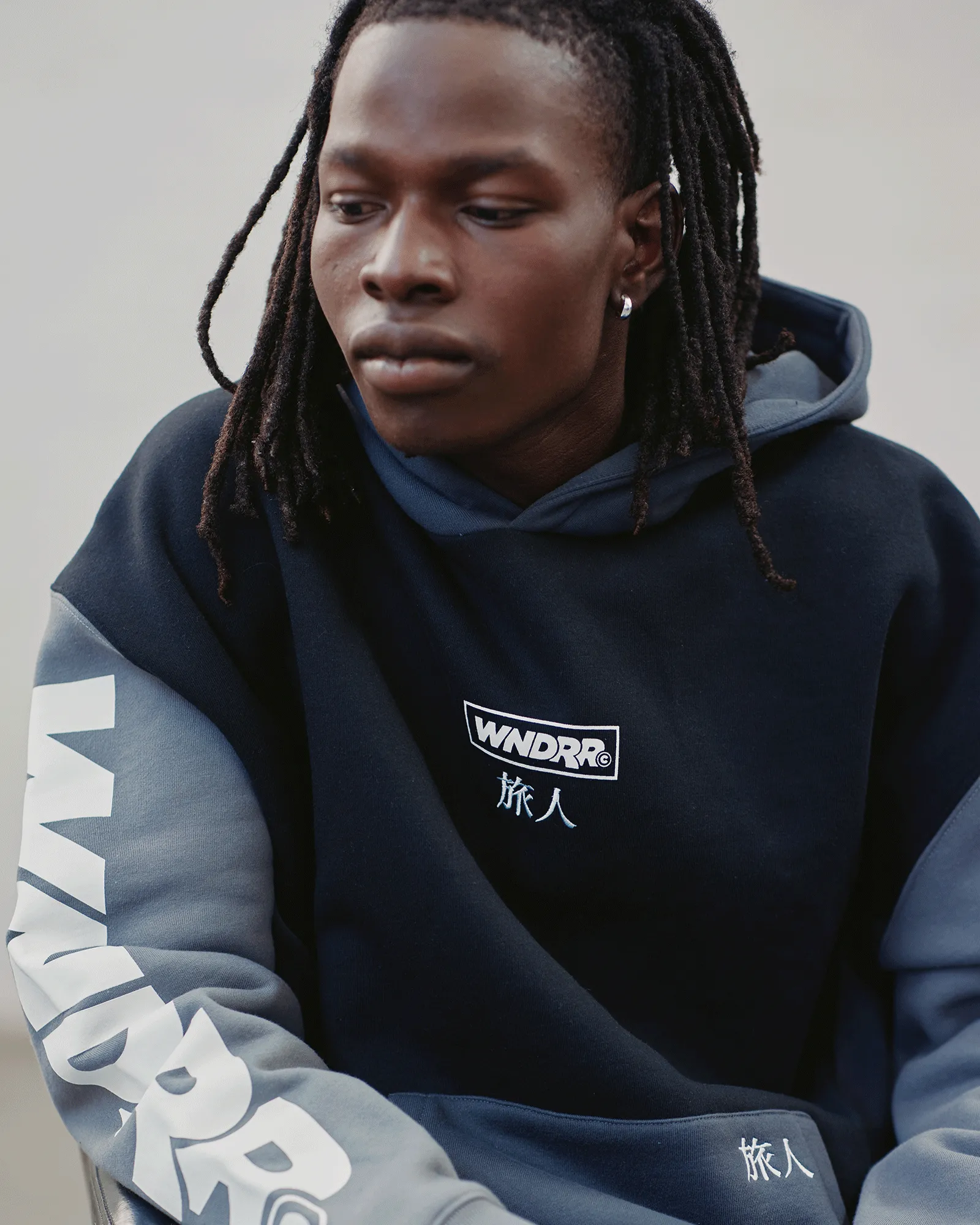 PRIVACY PANEL HOOD SWEAT - BLACK/GREY sold by WNDRR product image thumbnail 2