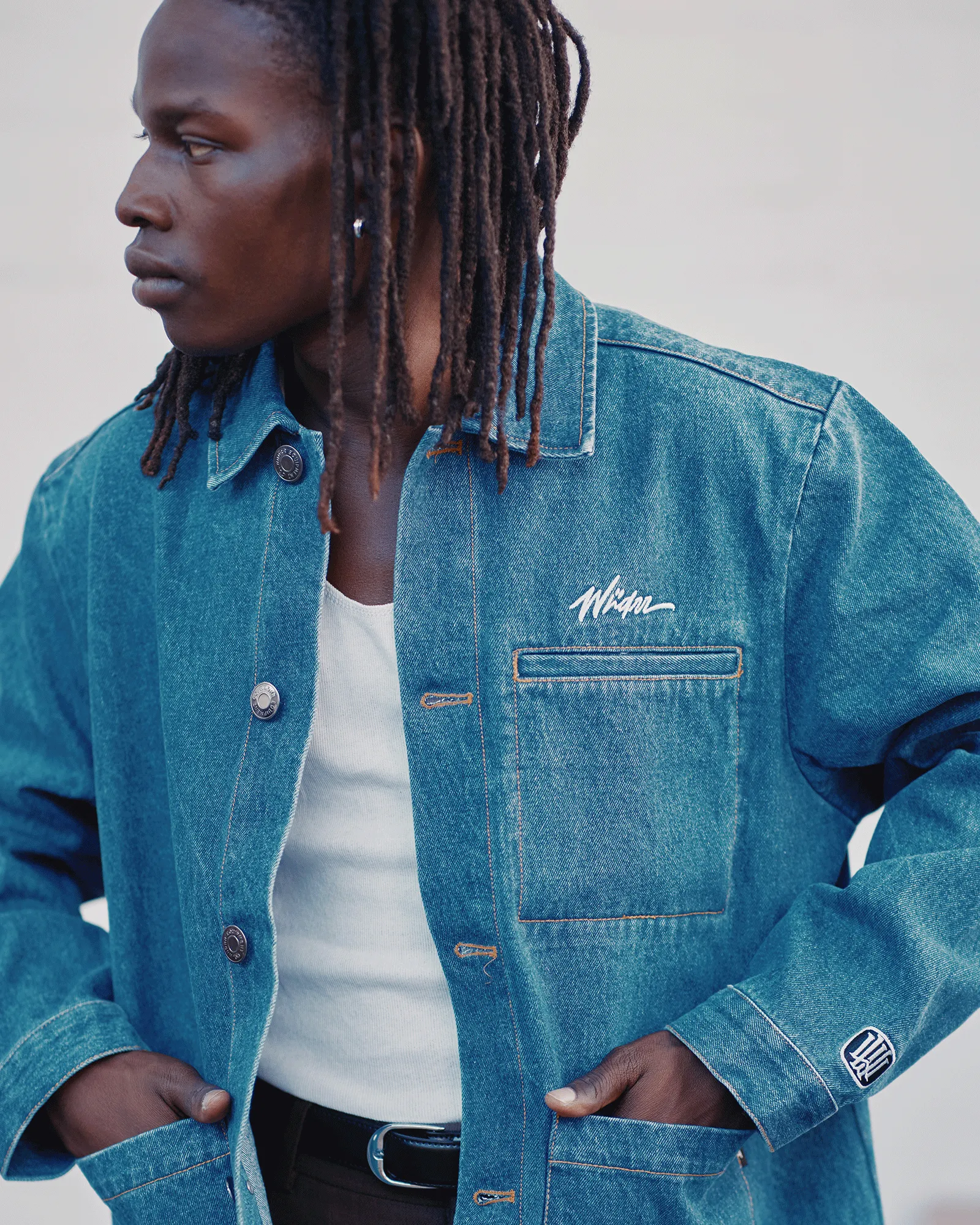 SCRIPT DENIM OVERSHIRT - BLUE sold by WNDRR product image thumbnail 2