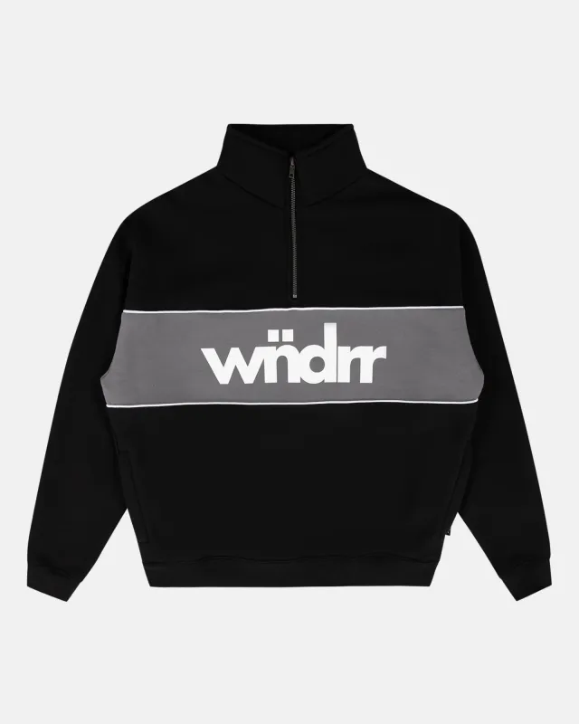 ACCENT PANEL 1/4 ZIP SWEAT - BLACK/GREY sold by WNDRR
