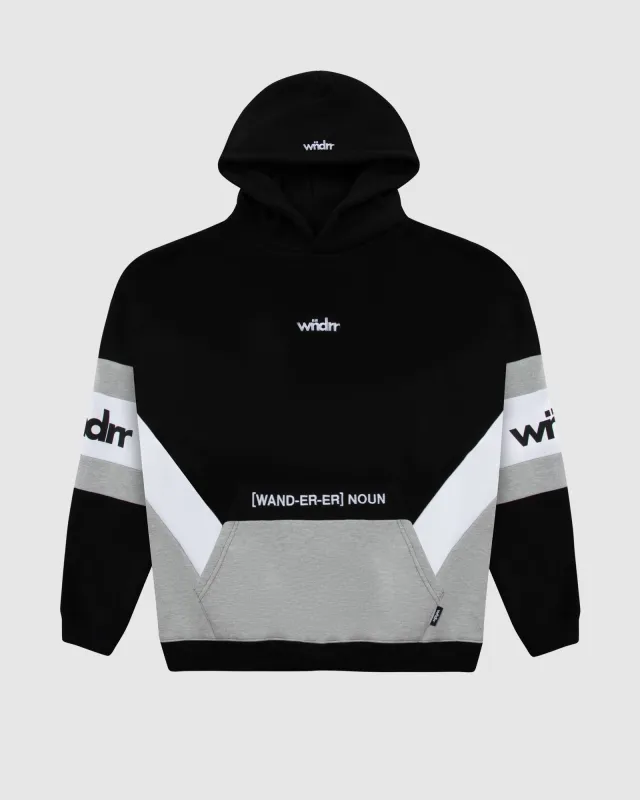 JUNCTION PANEL HOOD SWEAT - BLACK sold by WNDRR