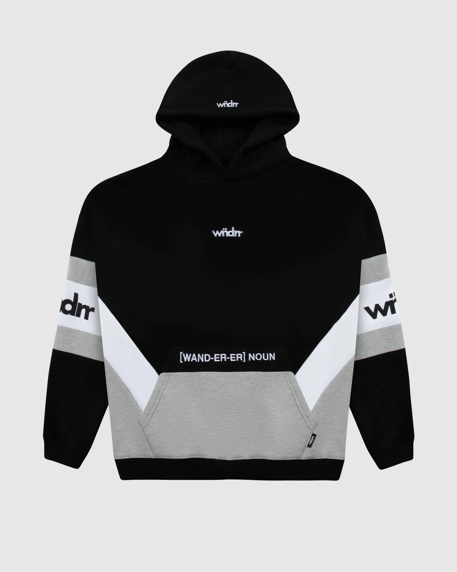 JUNCTION PANEL HOOD SWEAT - BLACK sold by WNDRR