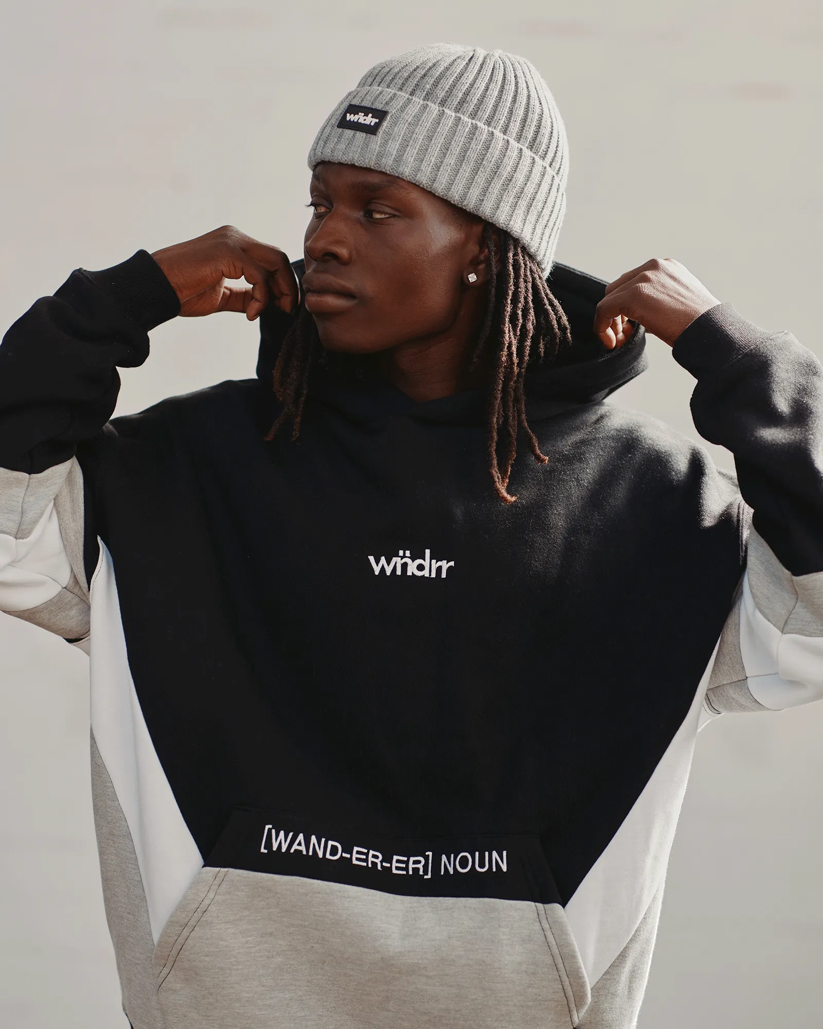 JUNCTION PANEL HOOD SWEAT - BLACK sold by WNDRR product image thumbnail 2