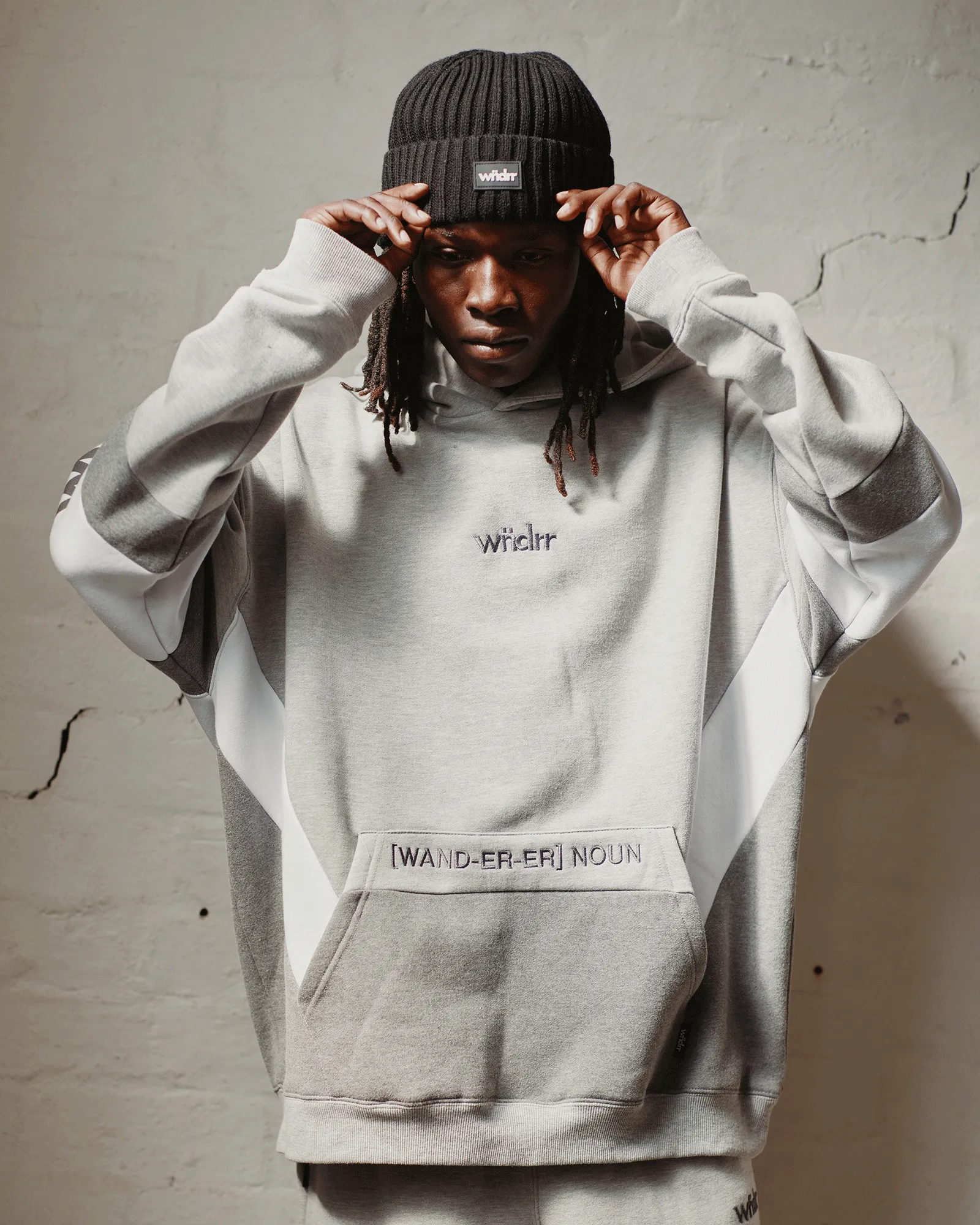 JUNCTION PANEL HOOD SWEAT - GREY MARLE sold by WNDRR product image thumbnail 2