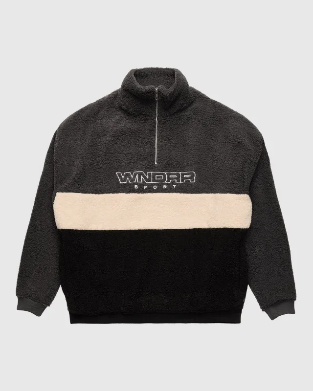 STARTER 1/4 ZIP POLAR FLEECE SWEAT - FADED BLACK/BLACK sold by WNDRR