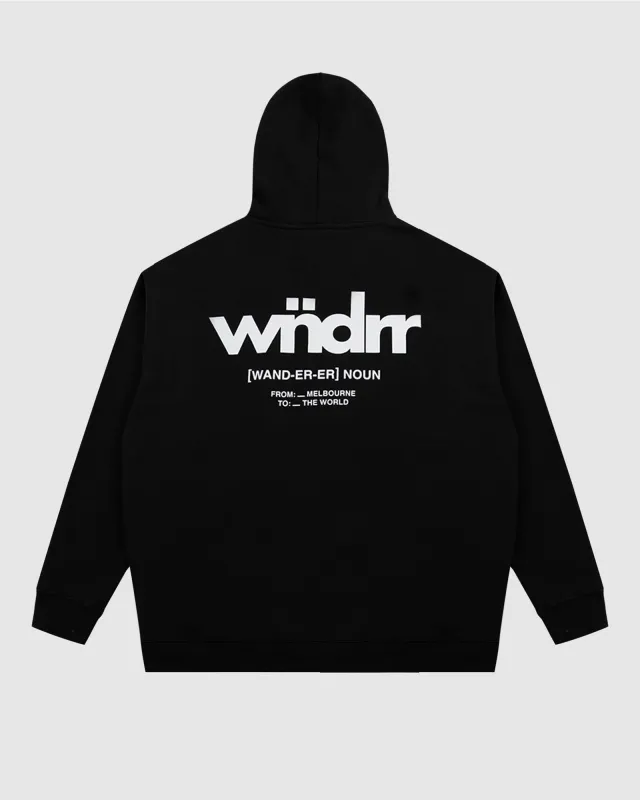 THE WORLD HOOD SWEAT - BLACK sold by WNDRR