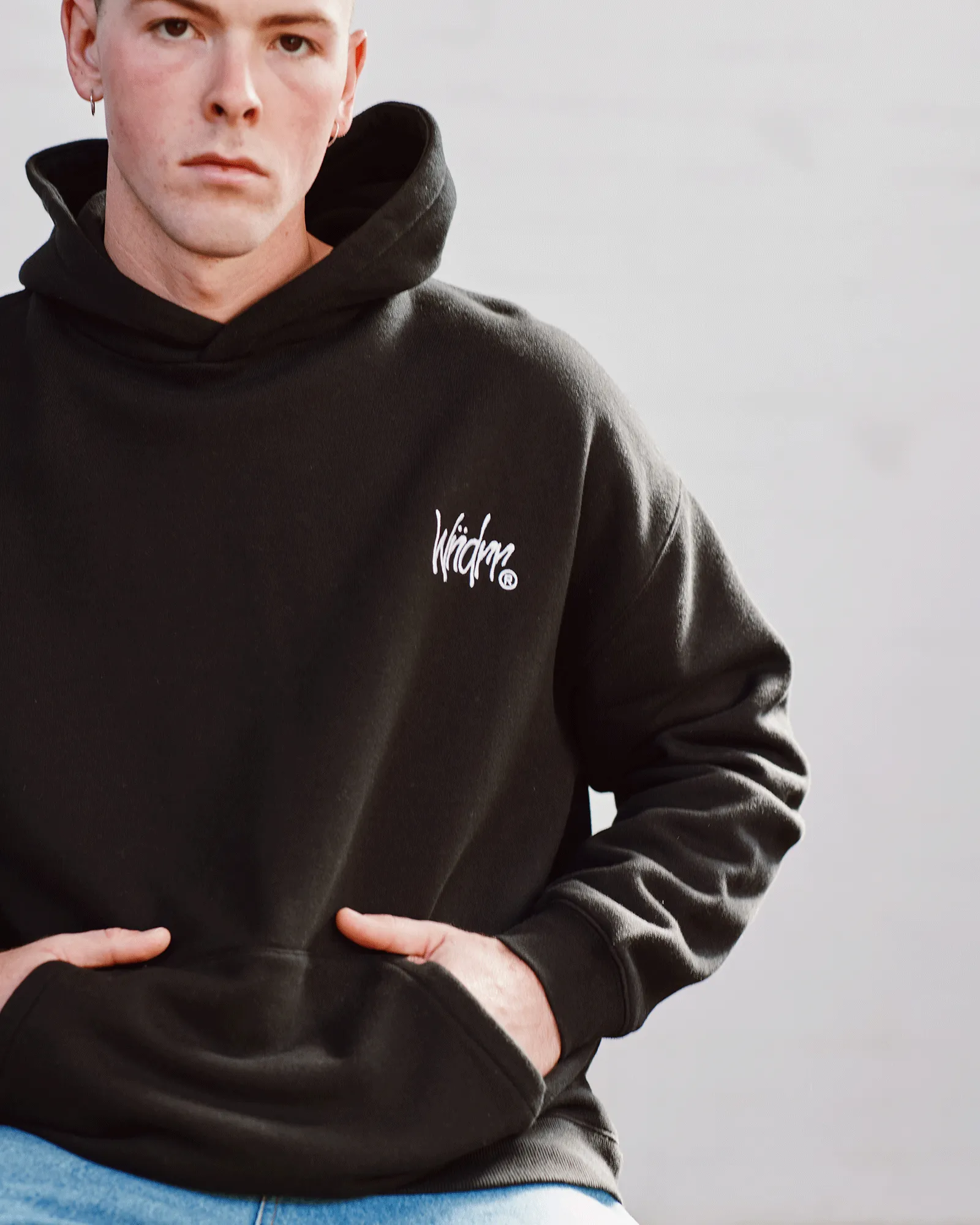 FRAYED HOOD SWEAT - BLACK sold by WNDRR product image thumbnail 5