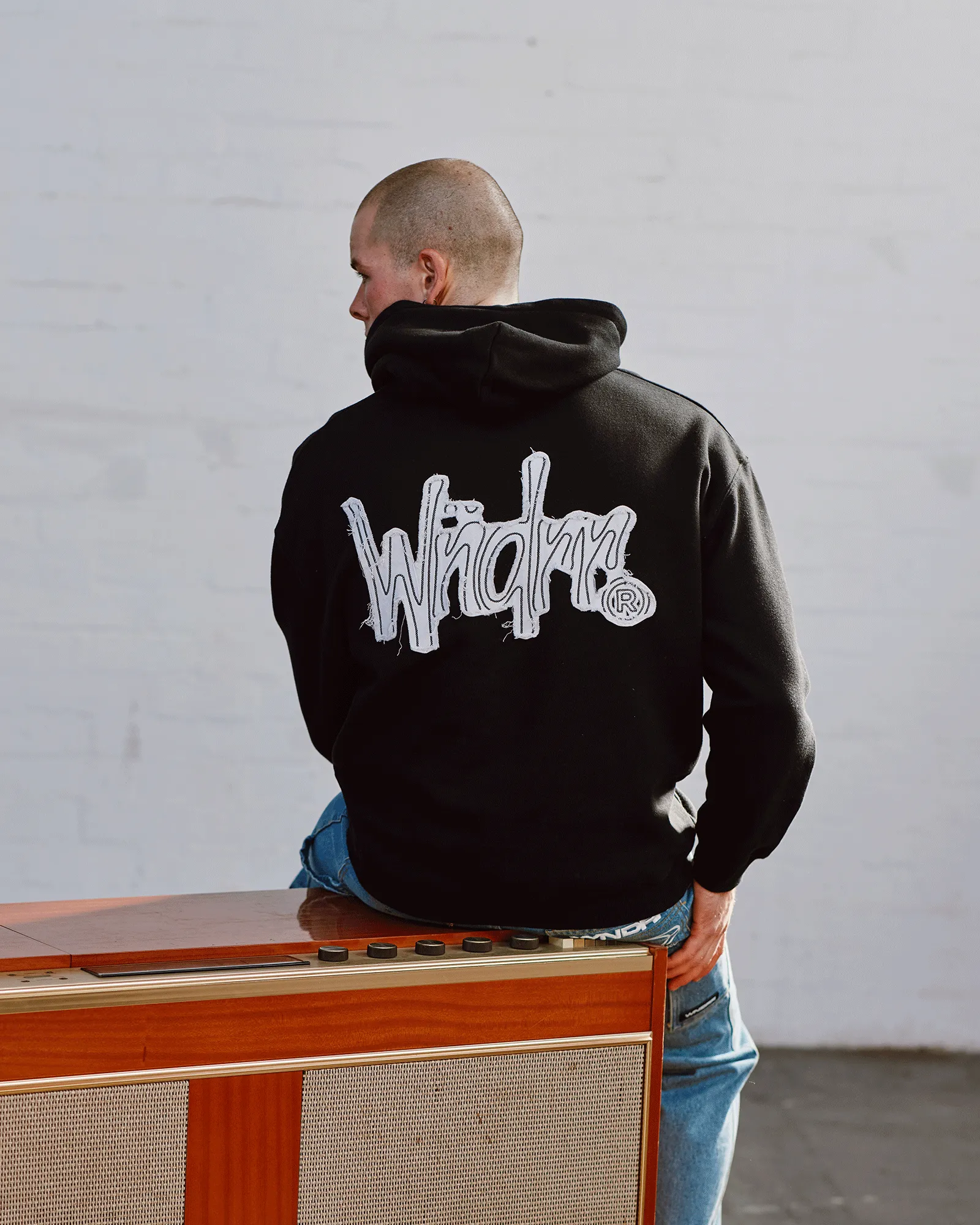 FRAYED HOOD SWEAT - BLACK sold by WNDRR product image thumbnail 2