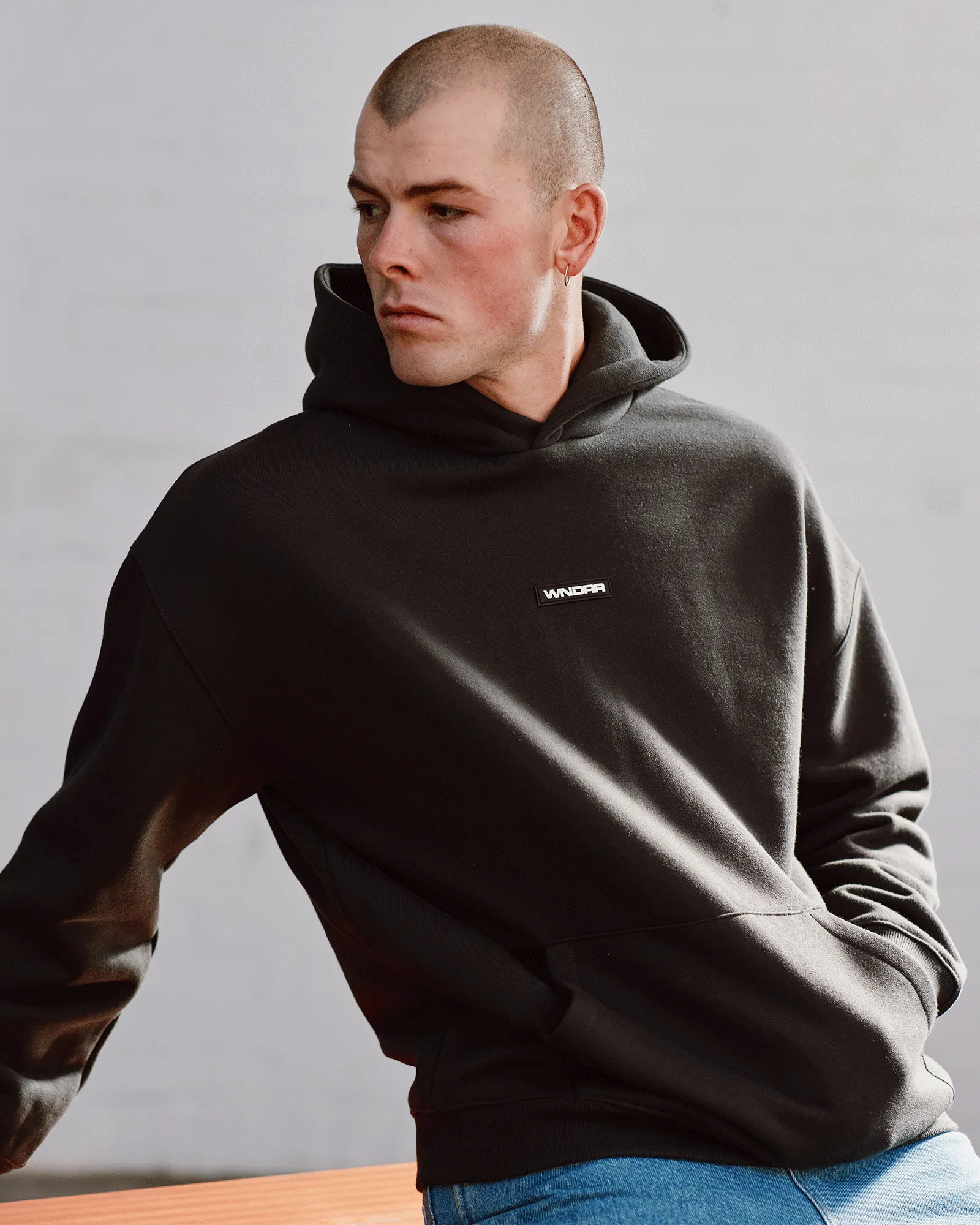 FRAYED HOOD SWEAT - BLACK sold by WNDRR product image thumbnail 4