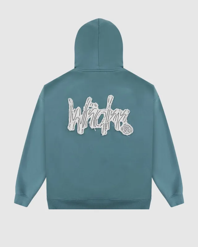 FRAYED HOOD SWEAT - DUSK BLUE sold by WNDRR