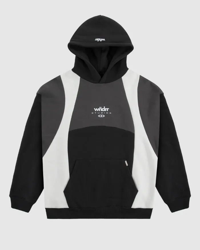 FRAMED PANEL HOOD SWEAT - BLACK/OYSTER sold by WNDRR
