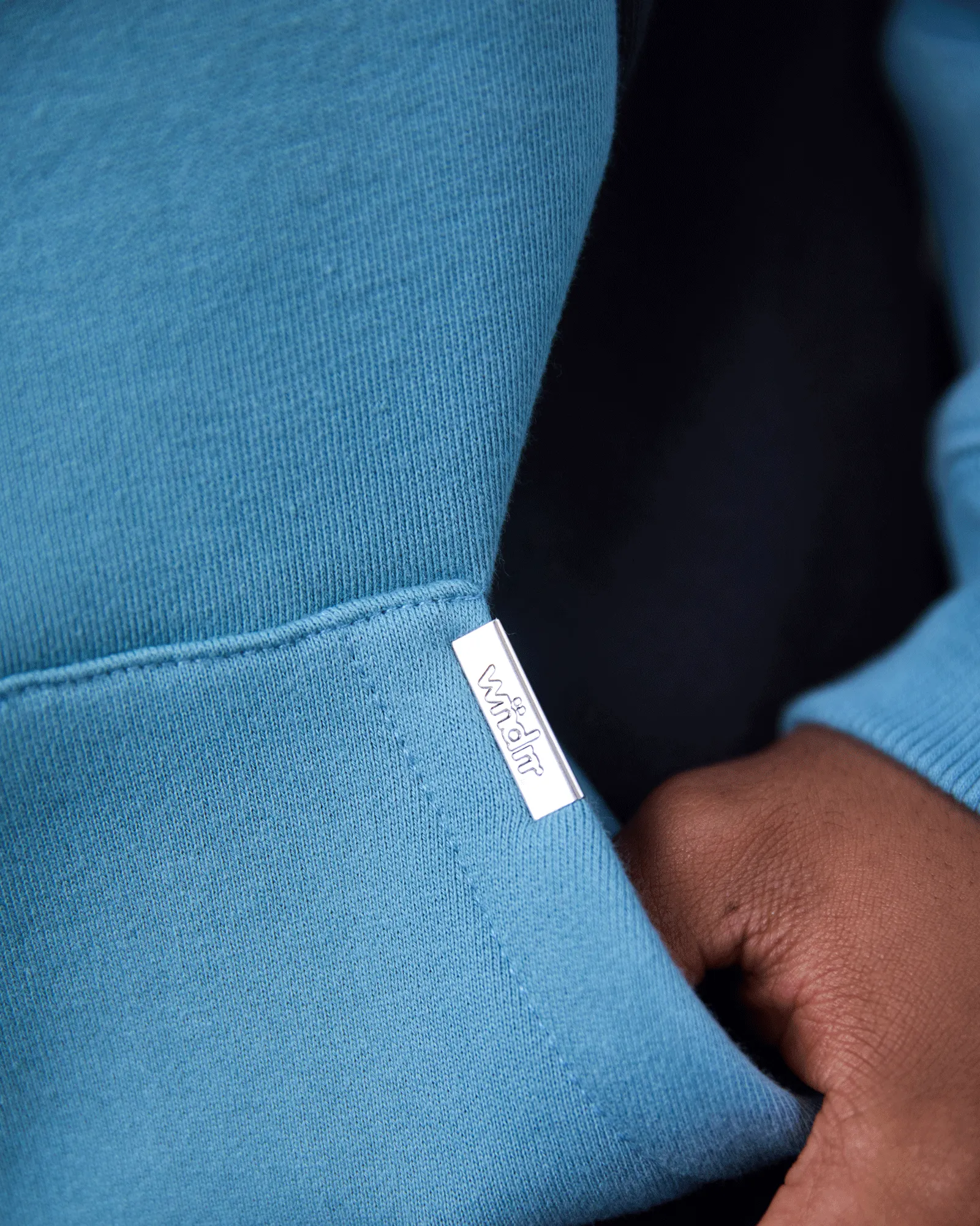 FRAMED PANEL HOOD SWEAT - DUSK BLUE/OFF WHITE sold by WNDRR product image thumbnail 5