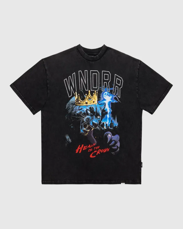 MONARCH HEAVY WEIGHT TEE - WASHED BLACK sold by WNDRR