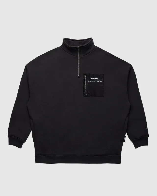 FREQUENCY PANEL 1/4 ZIP SWEAT - FADED BLACK sold by WNDRR
