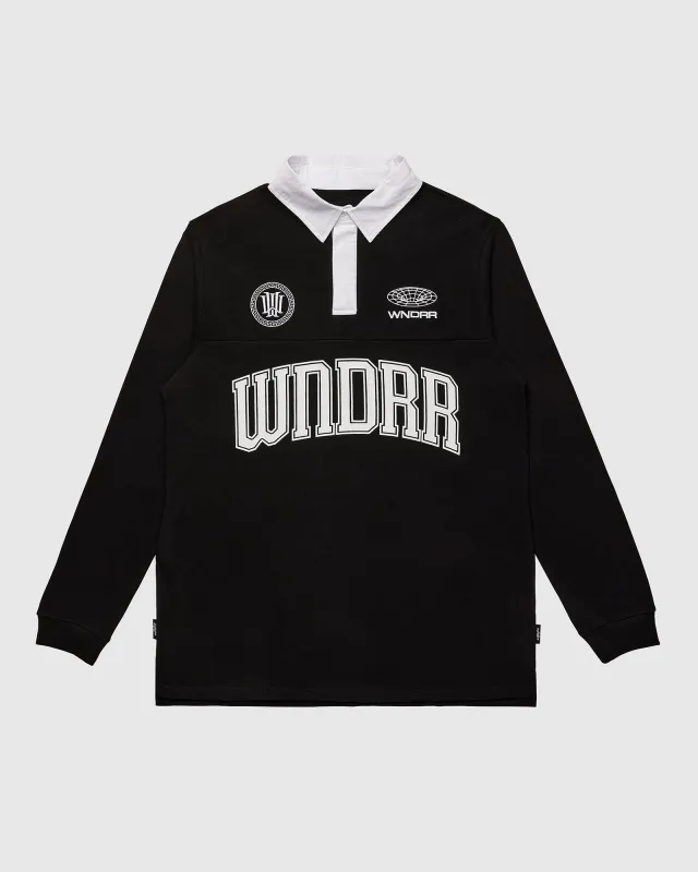 POSSESSION PANEL RUGBY POLO - BLACK sold by WNDRR