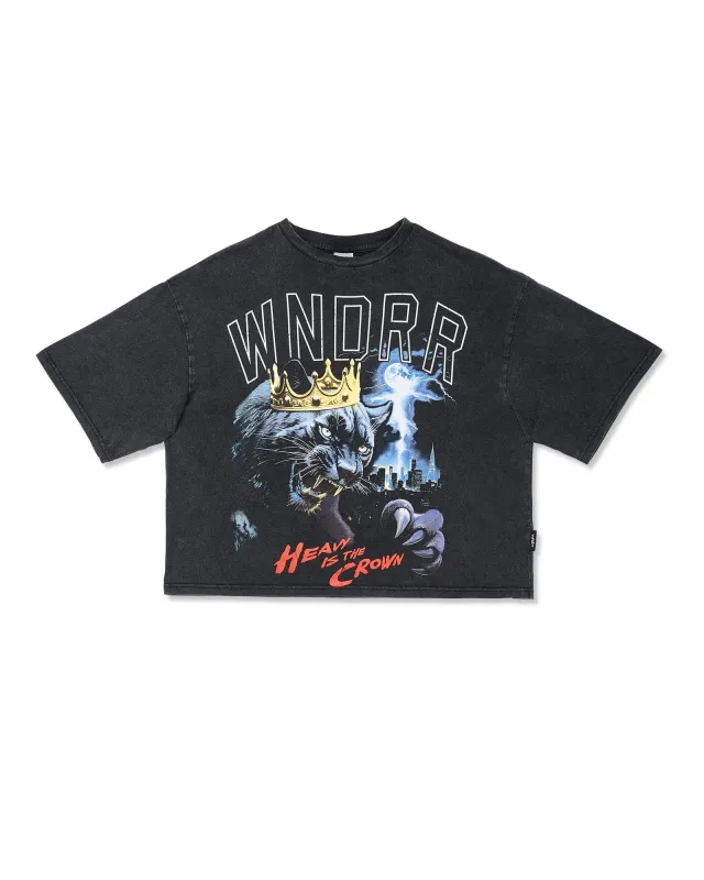 MONARCH CROPPED FIT TEE - WASHED BLACK sold by WNDRR