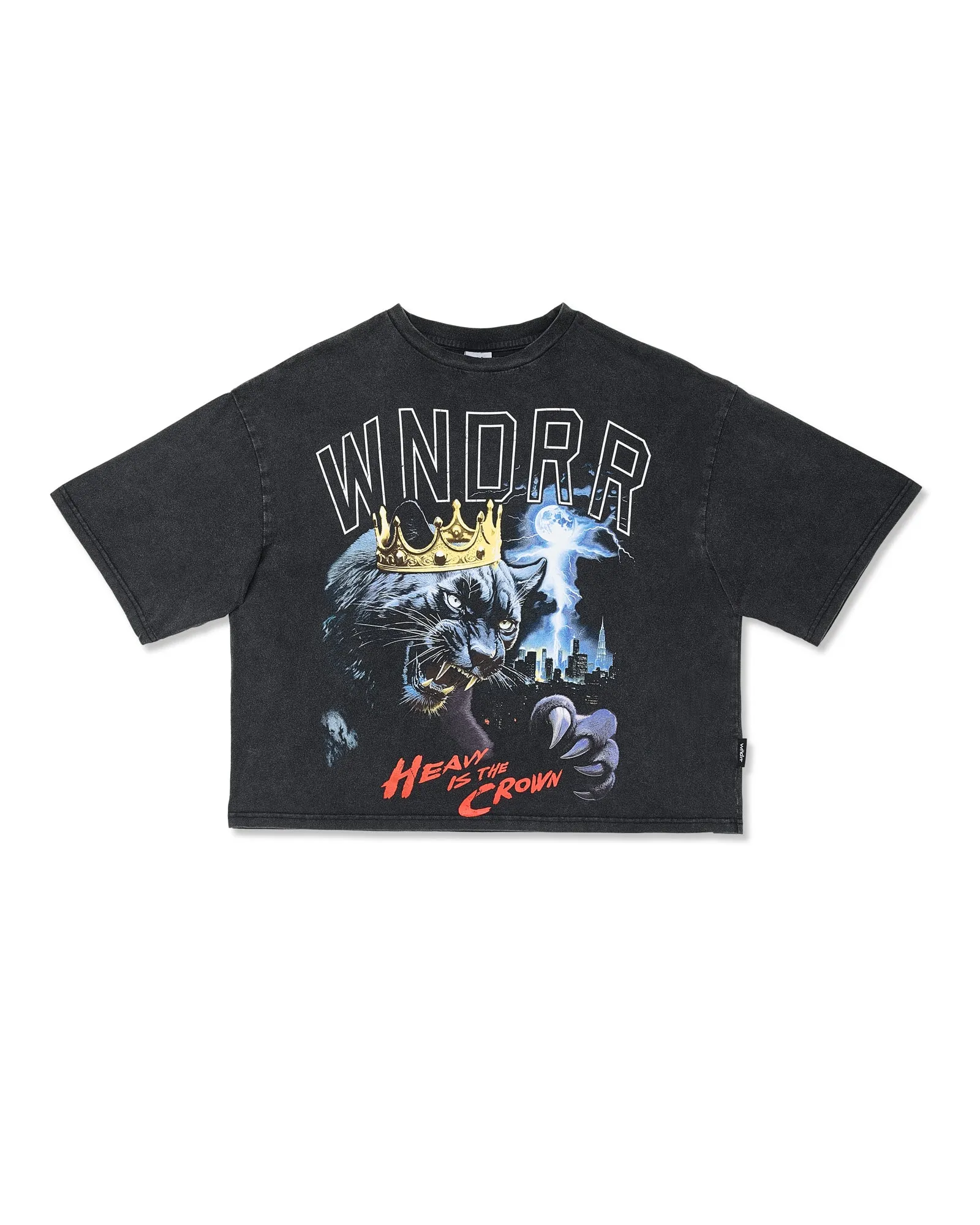 MONARCH CROPPED FIT TEE - WASHED BLACK sold by WNDRR