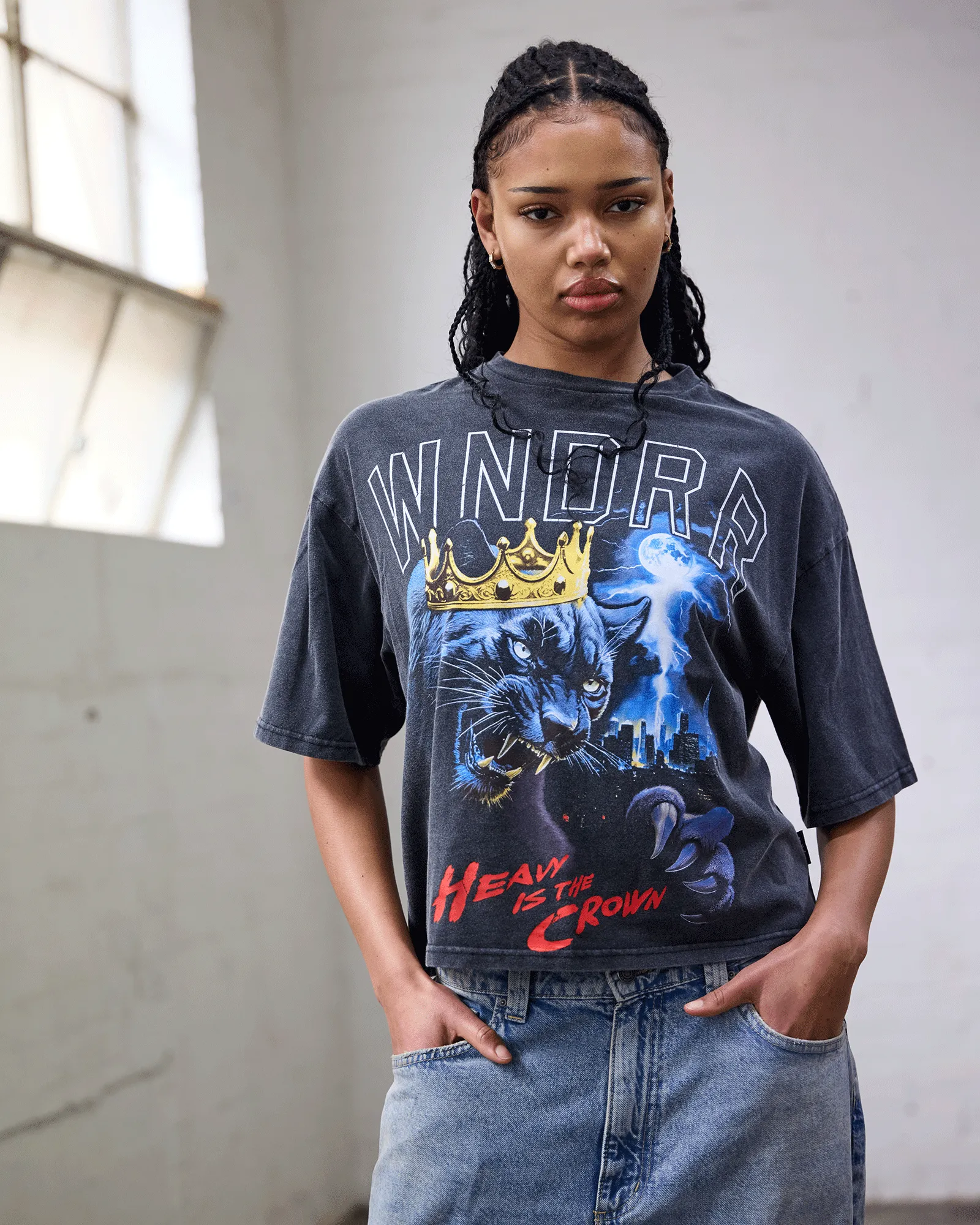MONARCH CROPPED FIT TEE - WASHED BLACK sold by WNDRR product image thumbnail 2