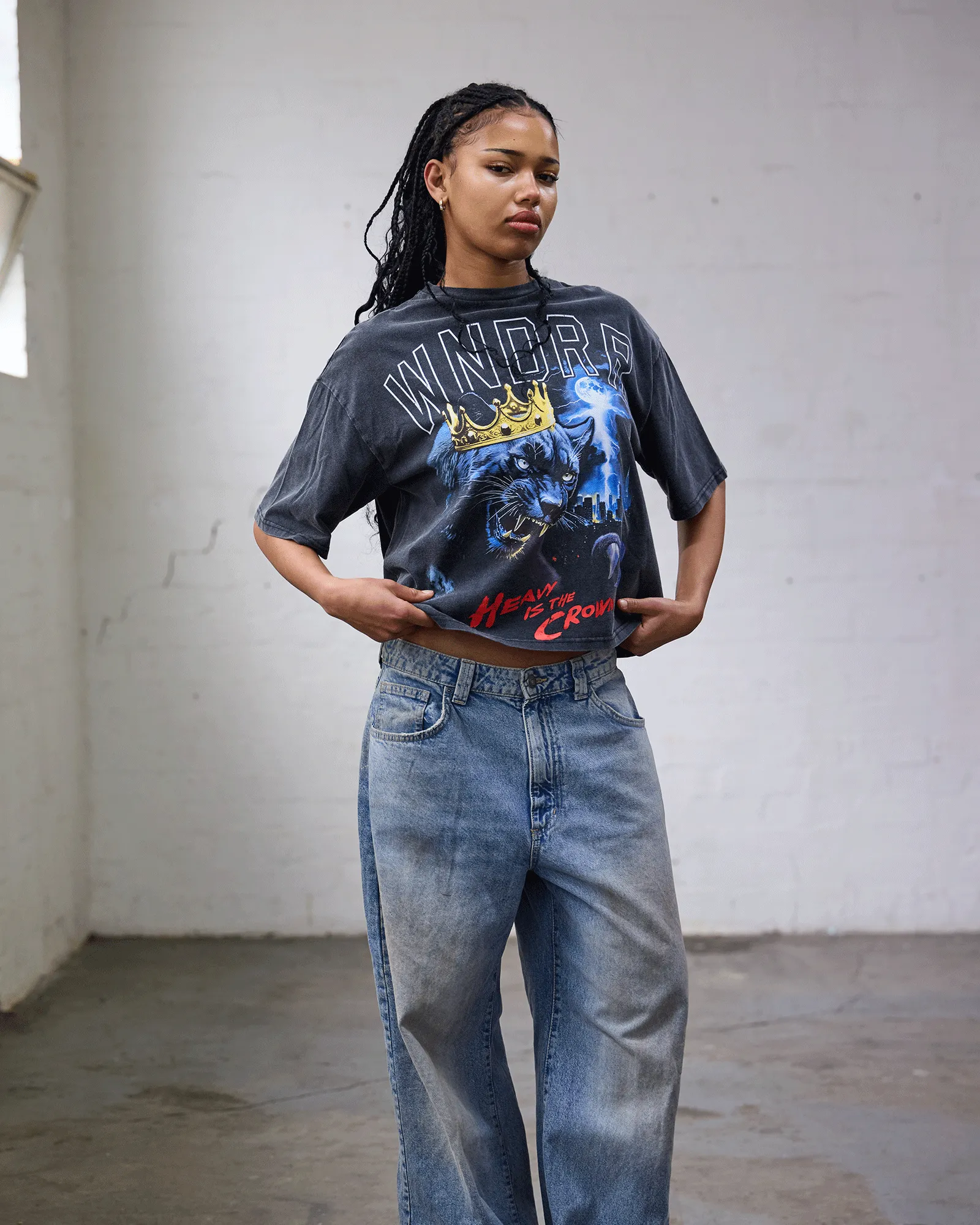 MONARCH CROPPED FIT TEE - WASHED BLACK sold by WNDRR product image thumbnail 4