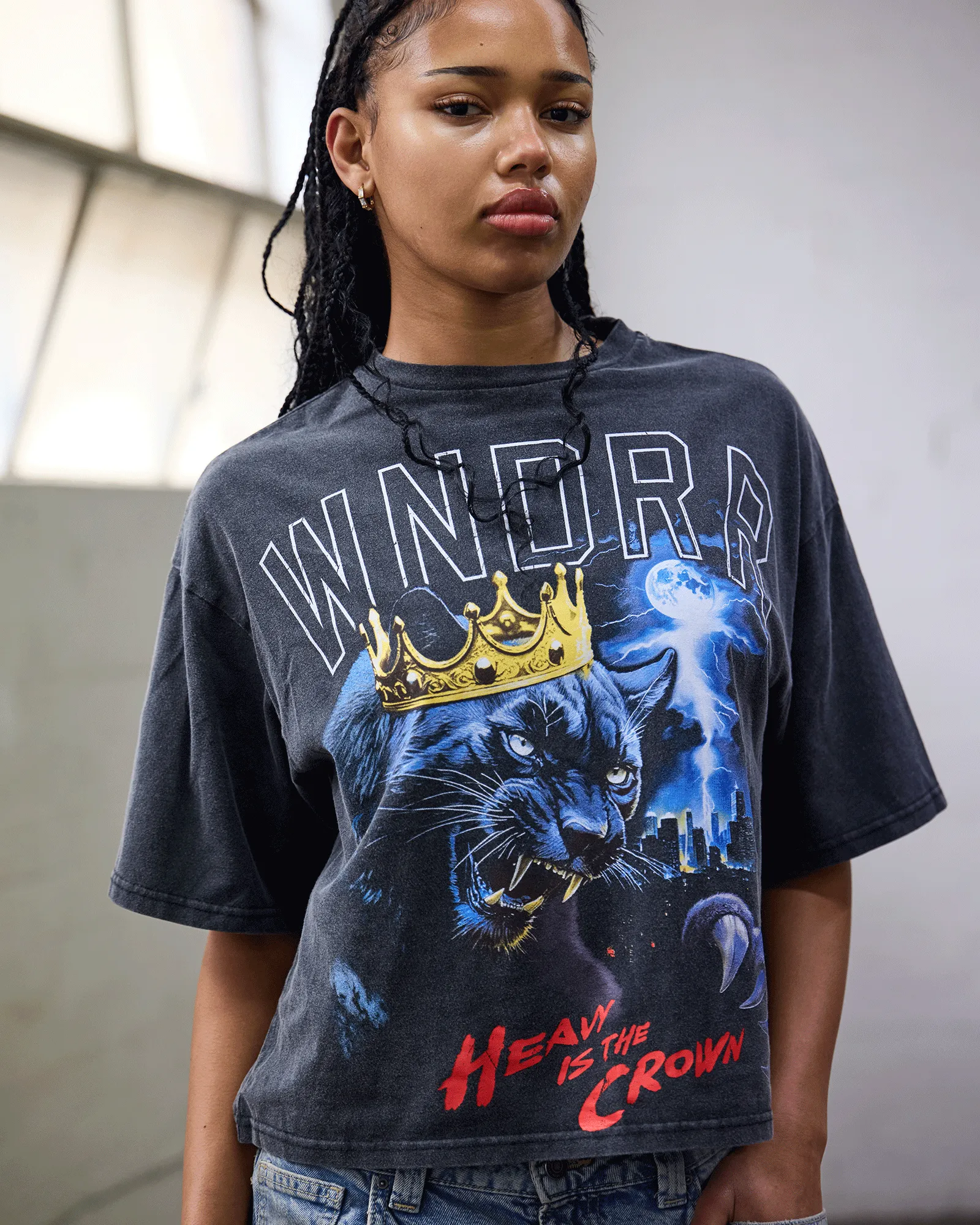 MONARCH CROPPED FIT TEE - WASHED BLACK sold by WNDRR product image thumbnail 5