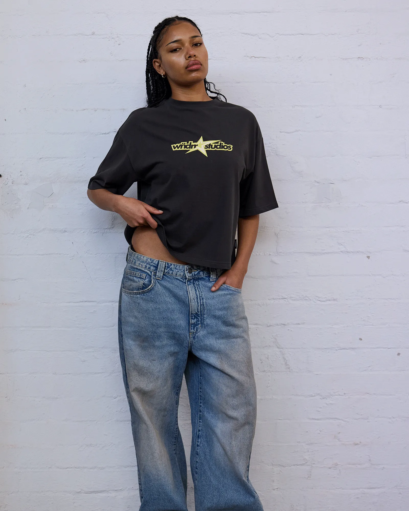 STXR CROPPED FIT TEE - FADED BLACK sold by WNDRR product image thumbnail 4
