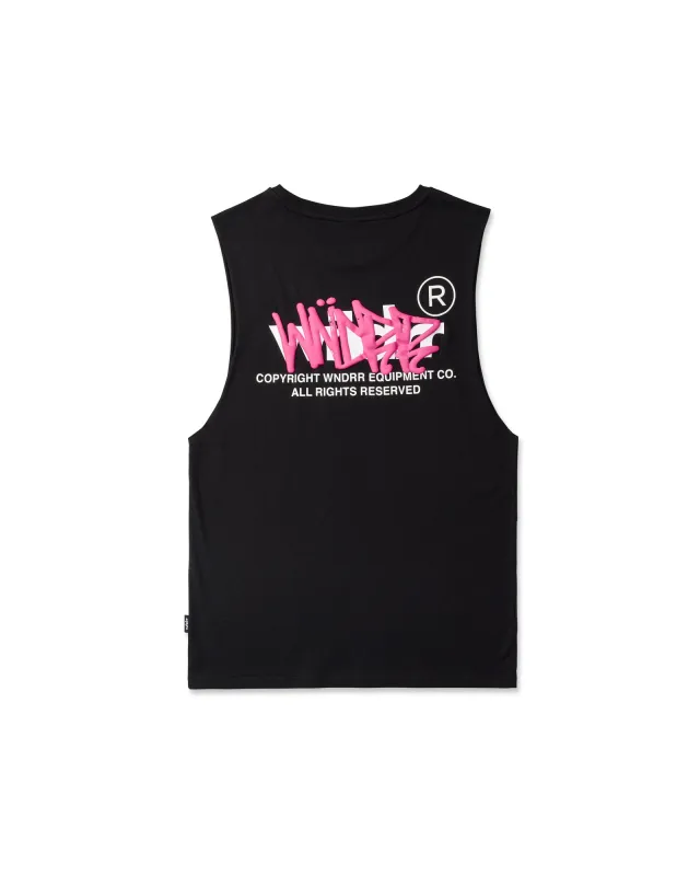 TAGGED MUSCLE TOP - BLACK sold by WNDRR
